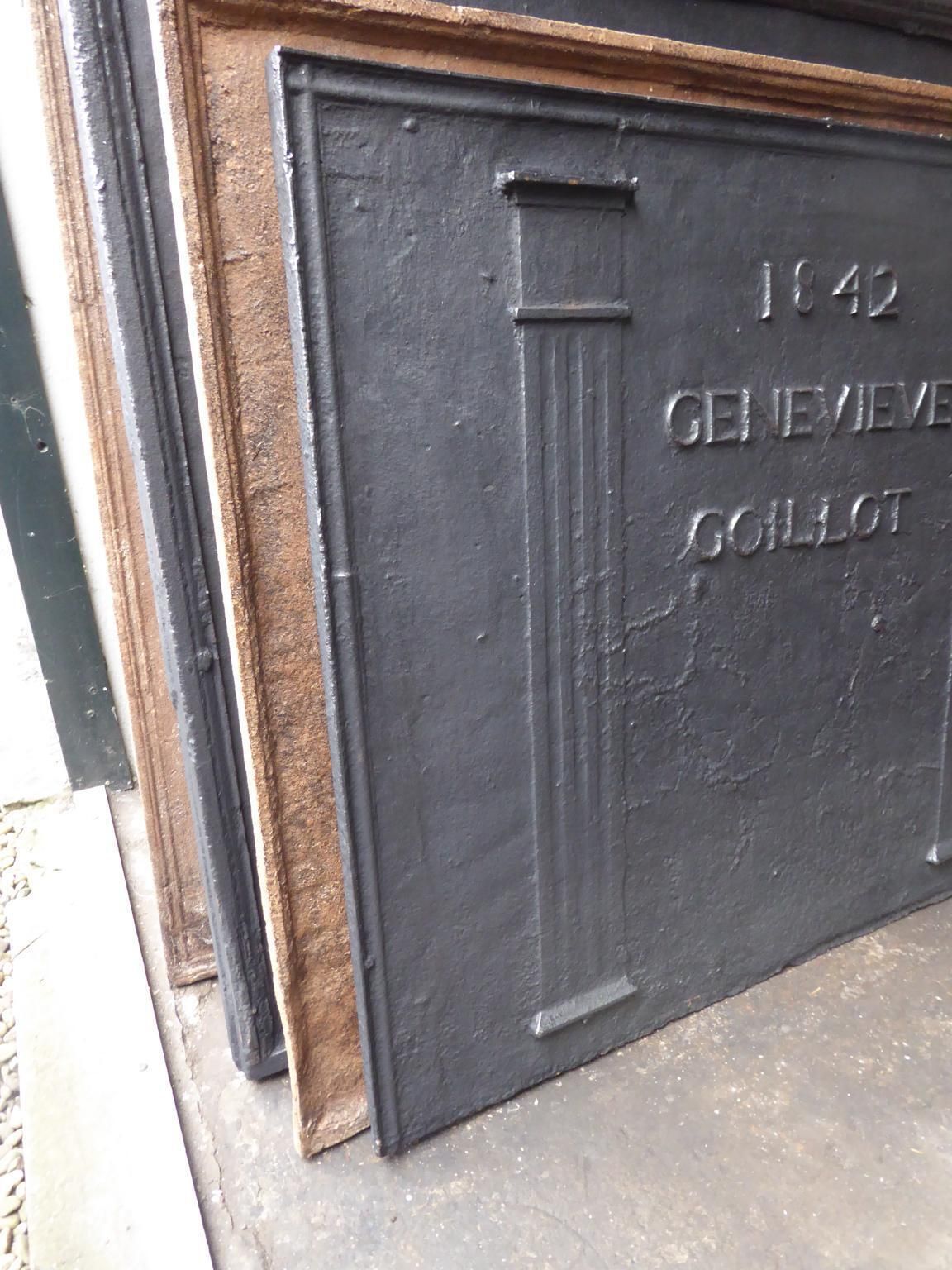 Antique French Neoclassical 'Pillars Of Freedom' Fireback / Backsplash, 19th C. photo vinterior