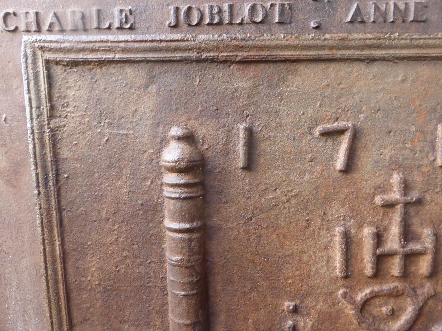 18th Century French Fireback / Backsplash 'Pillars With Medieval Ihs Monogram' photo buy