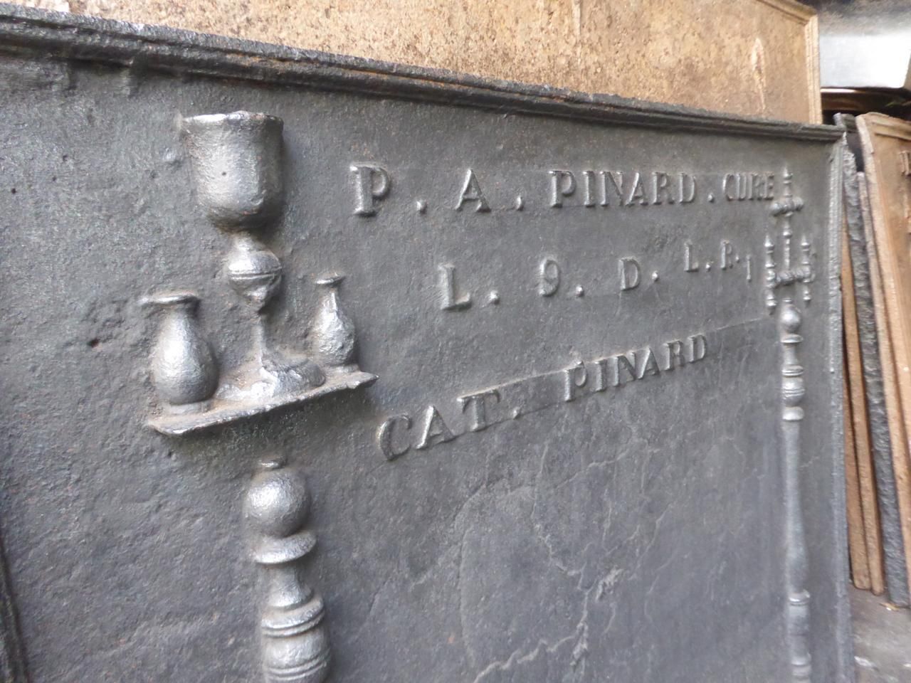 806.0 18th Century French 'Pillars With Ihs Monogram' Fireback / Backsplash photo