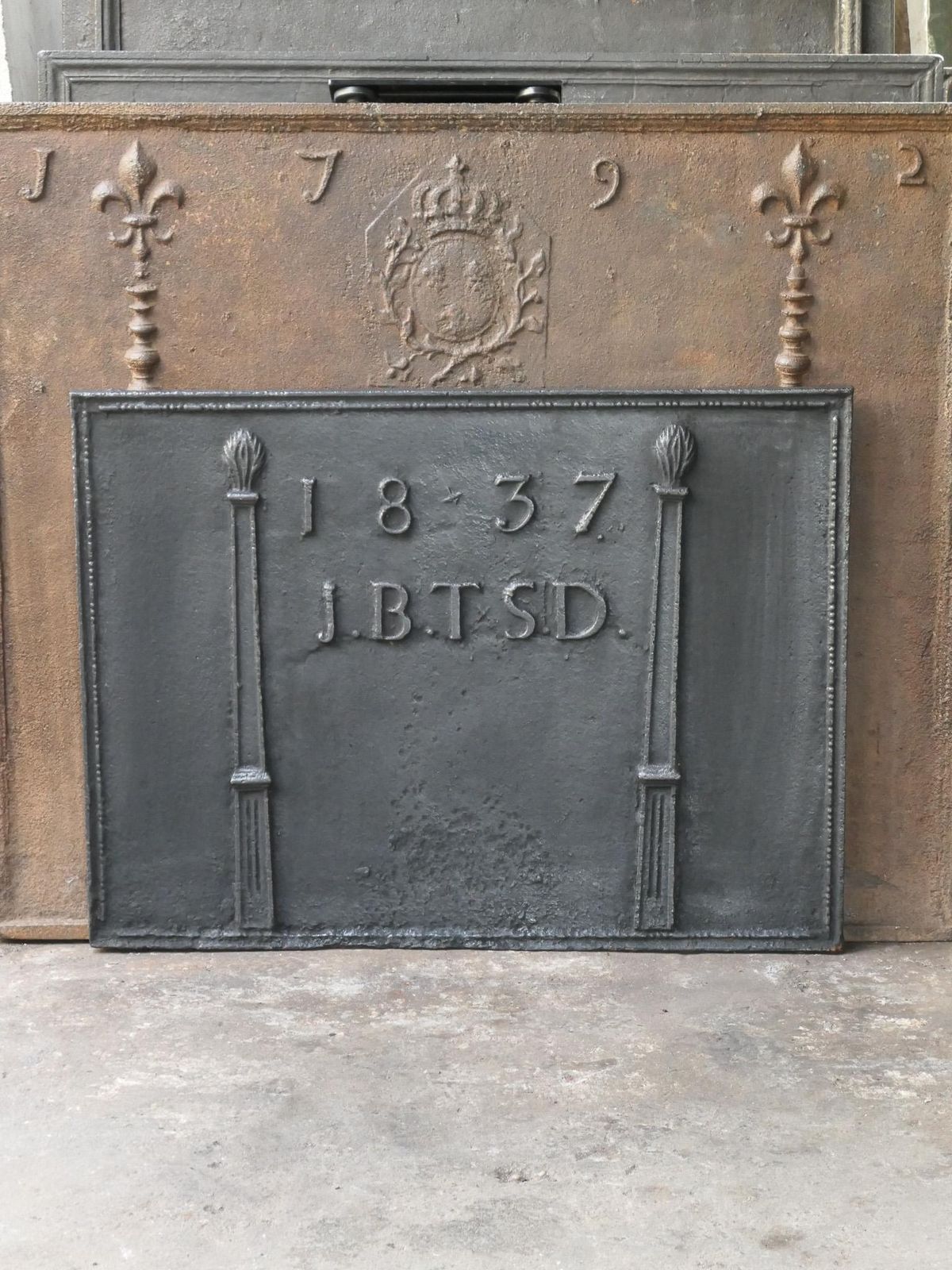 Antique French Napoleon III 'Pillars Of Freedom' Fireback / Backsplash photo furniture