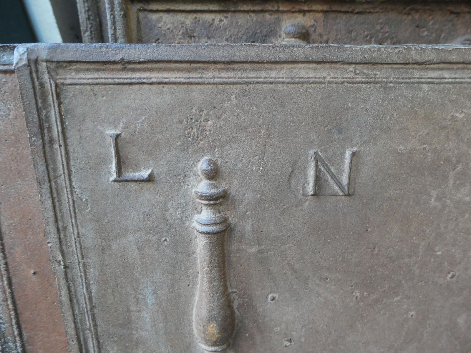 Antique French Fireback / Backsplash With Pillars Of Hercules, 18th Century photo vintage