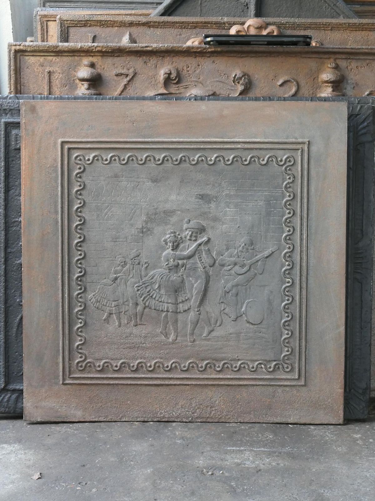 Antique French Napoleon III 'Dancers' Fireback / Backsplash, 19th Century photo furniture