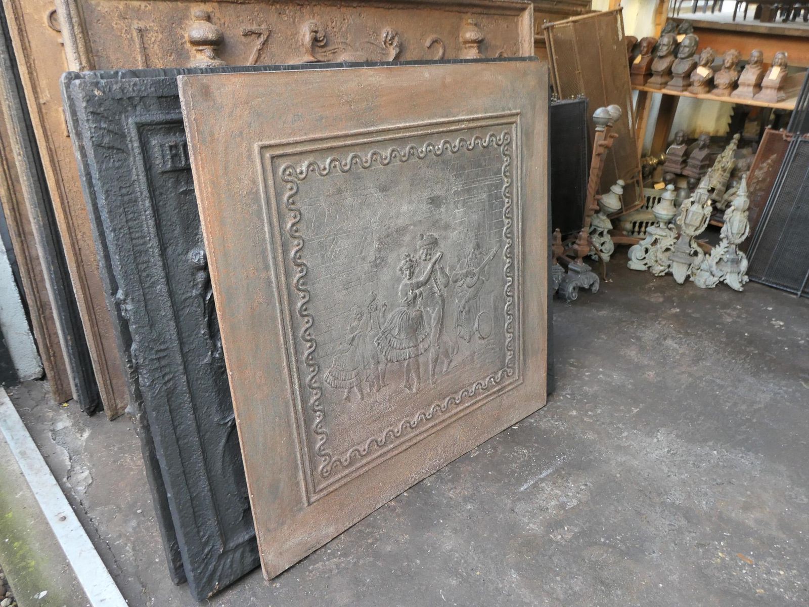 photo for sale Antique French Napoleon III 'Dancers' Fireback / Backsplash, 19th Century