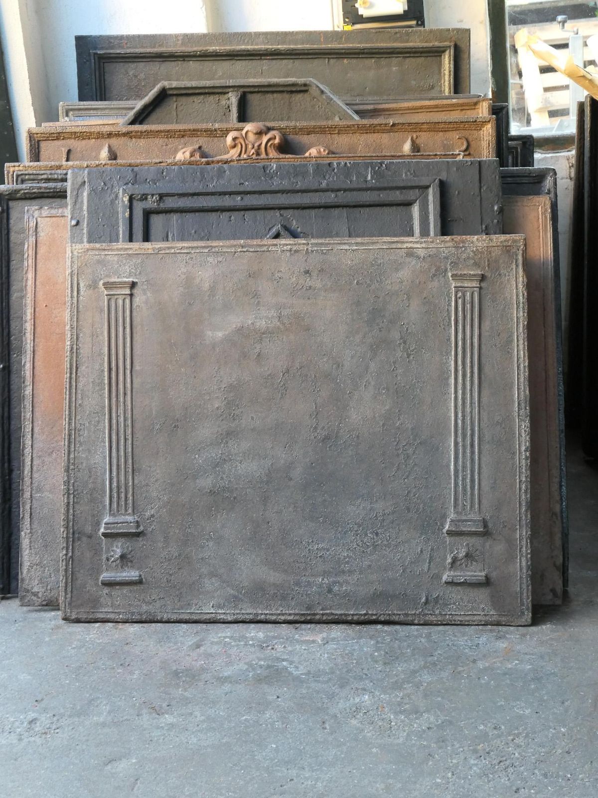 Antique French Neoclassical 'Pillars Of Freedom' Fireback / Backsplash photo furniture