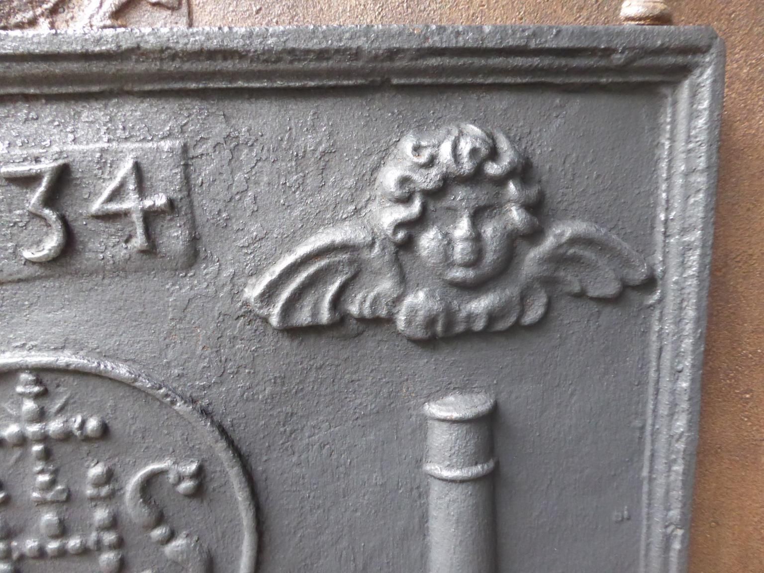 18th Century French Fireback / Backsplash Pillars With Medieval Ihs Monogram photo 1002.0