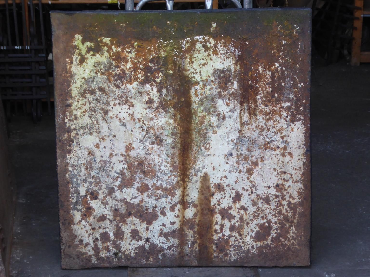 French Fireback / Backsplash With Pillars Of Hercules And Orbs, 18th Century photo vintage