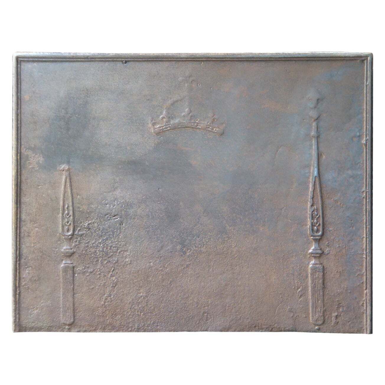 Large 18th Century French 'Pillars With Fleurs De Lys' Fireback / Backsplash