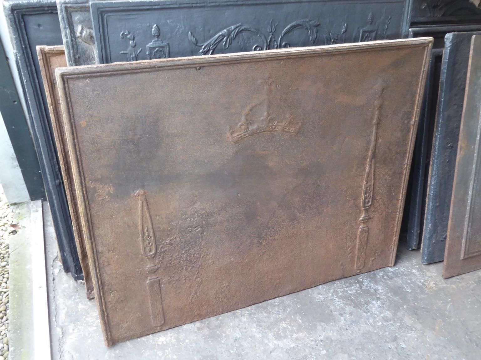 Large 18th Century French 'Pillars With Fleurs De Lys' Fireback / Backsplash photo for sale