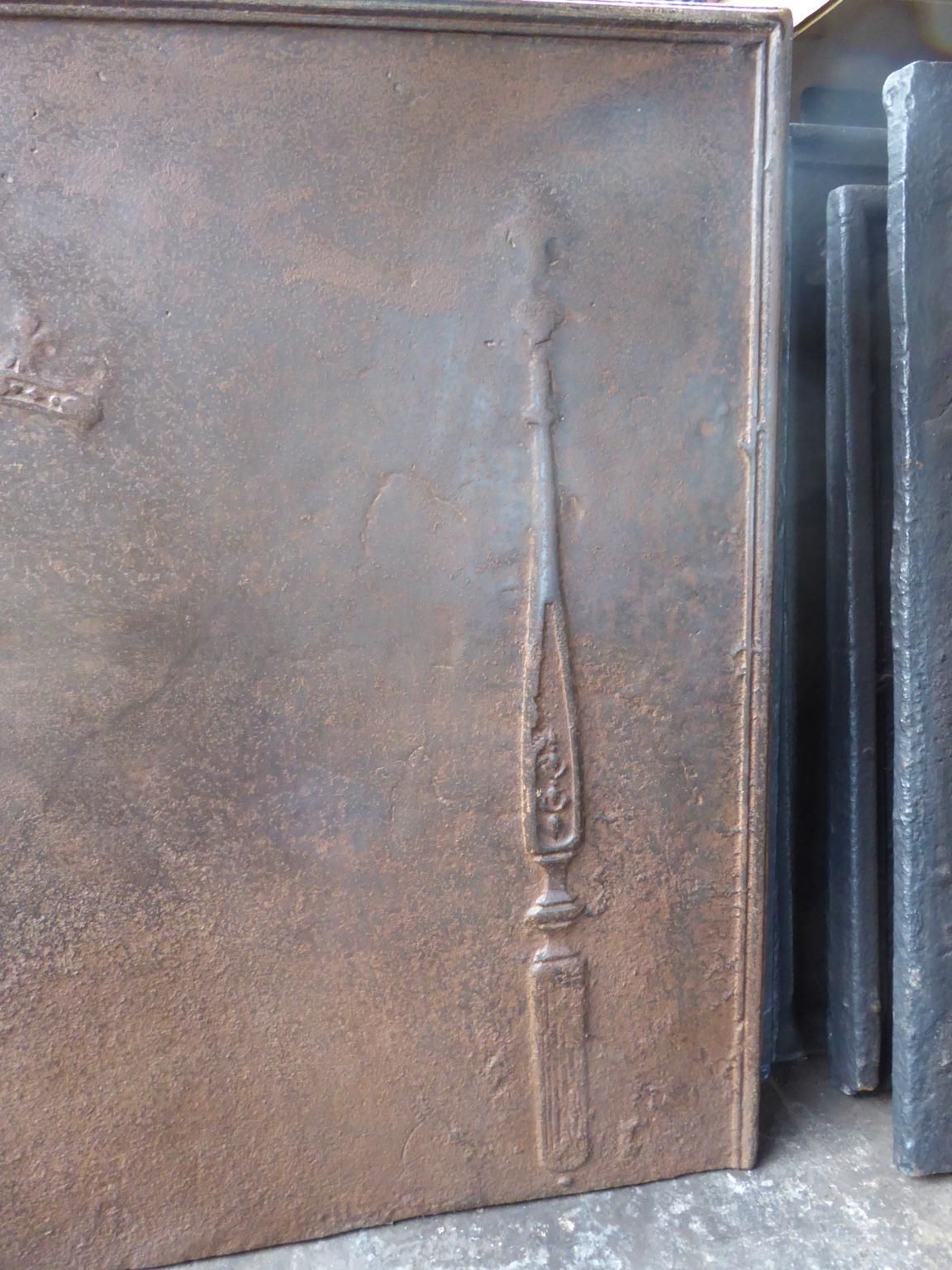 Large 18th Century French 'Pillars With Fleurs De Lys' Fireback / Backsplash photo 1088.0
