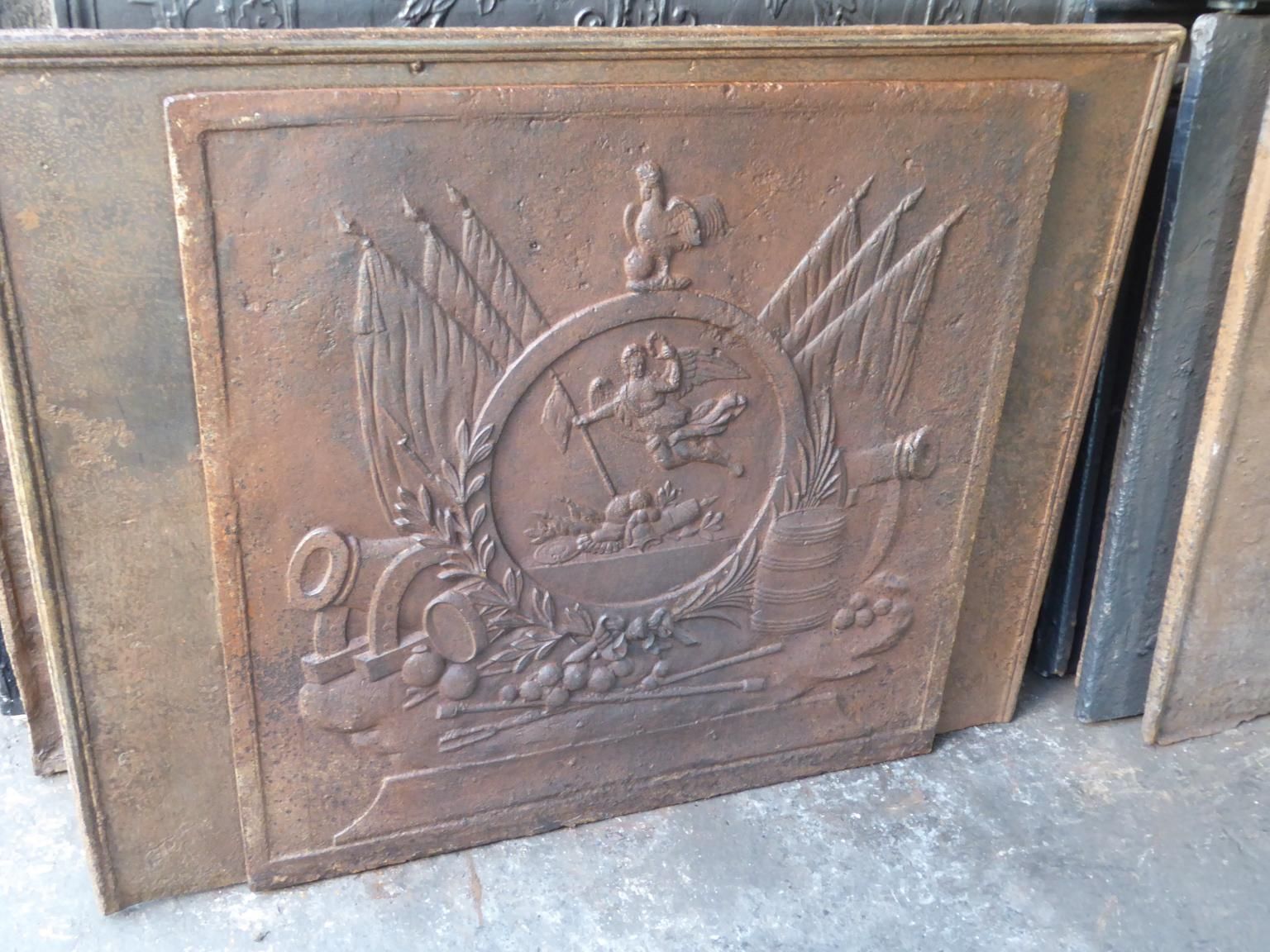Antique Fireback / Backsplash With An Allegory Of France, 19th Century photo for sale