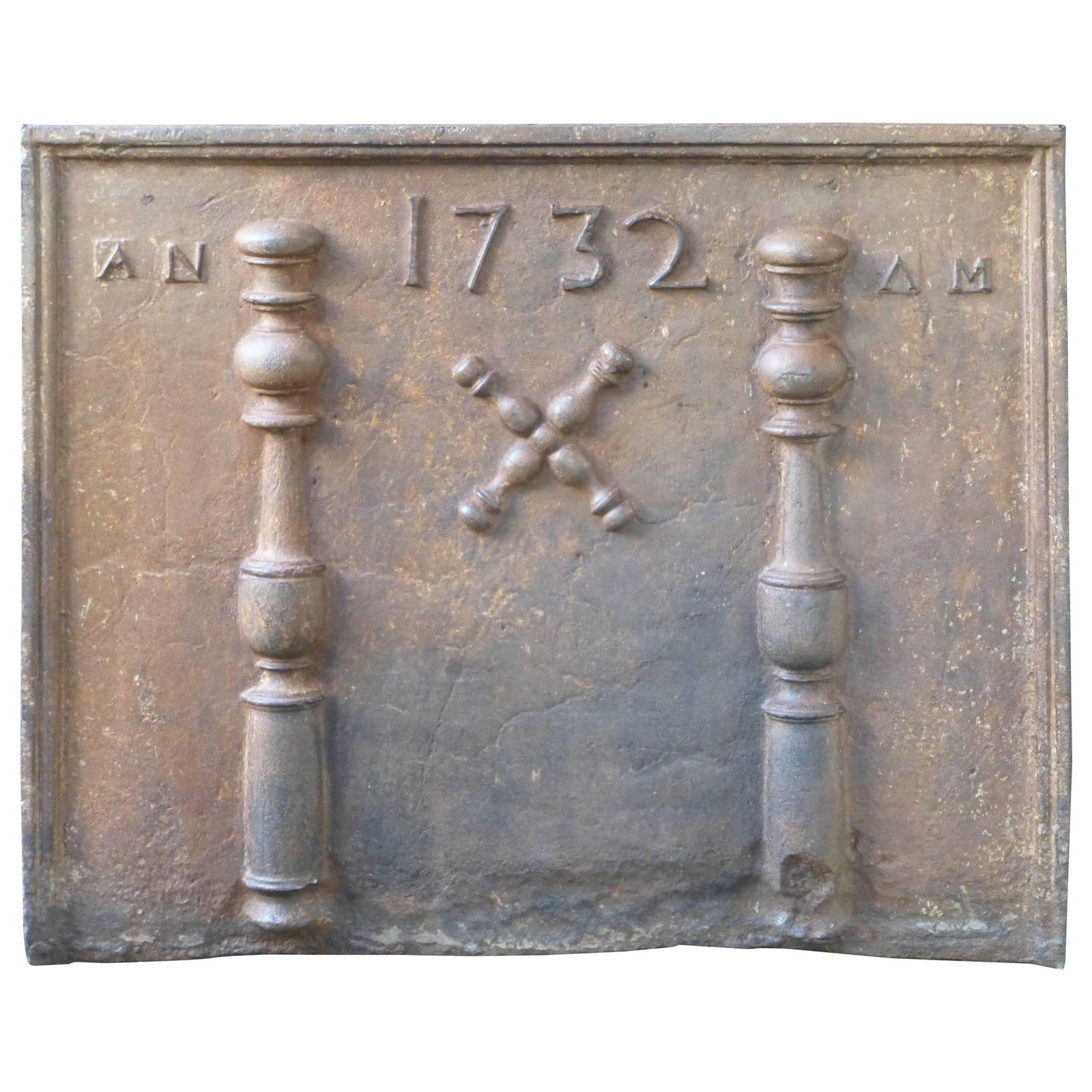 18th Century Pillars With Saint Andrew's Cross Fireback / Backsplash