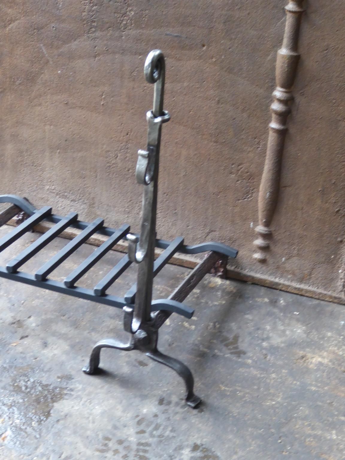 Large French Louis XIII Period Fireplace Grate Or Fire Basket, 17th Century photo Home Fixtures