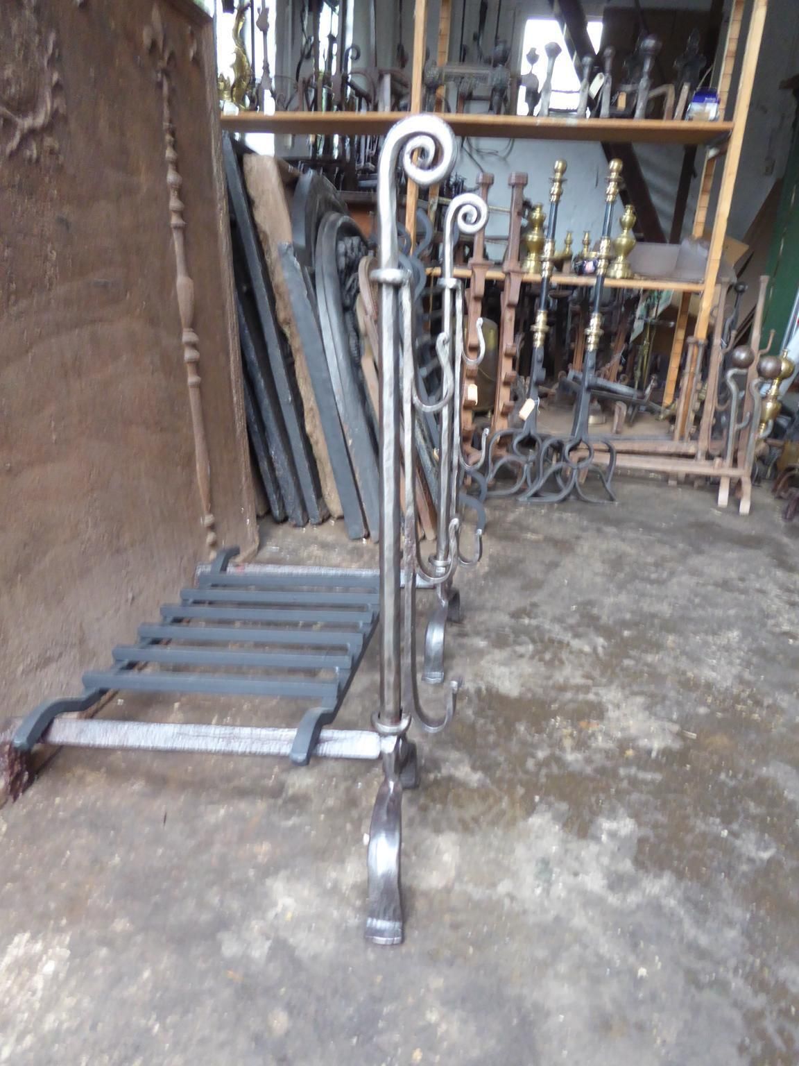 1088.0 Large French Louis XIII Period Fireplace Grate Or Fire Basket, 17th Century photo