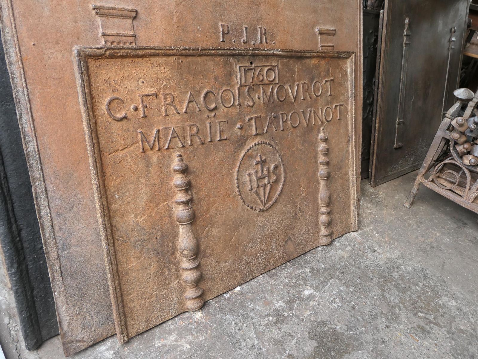 photo buy Antique French 'Marriage' Fireback / Backsplash, 18th Century