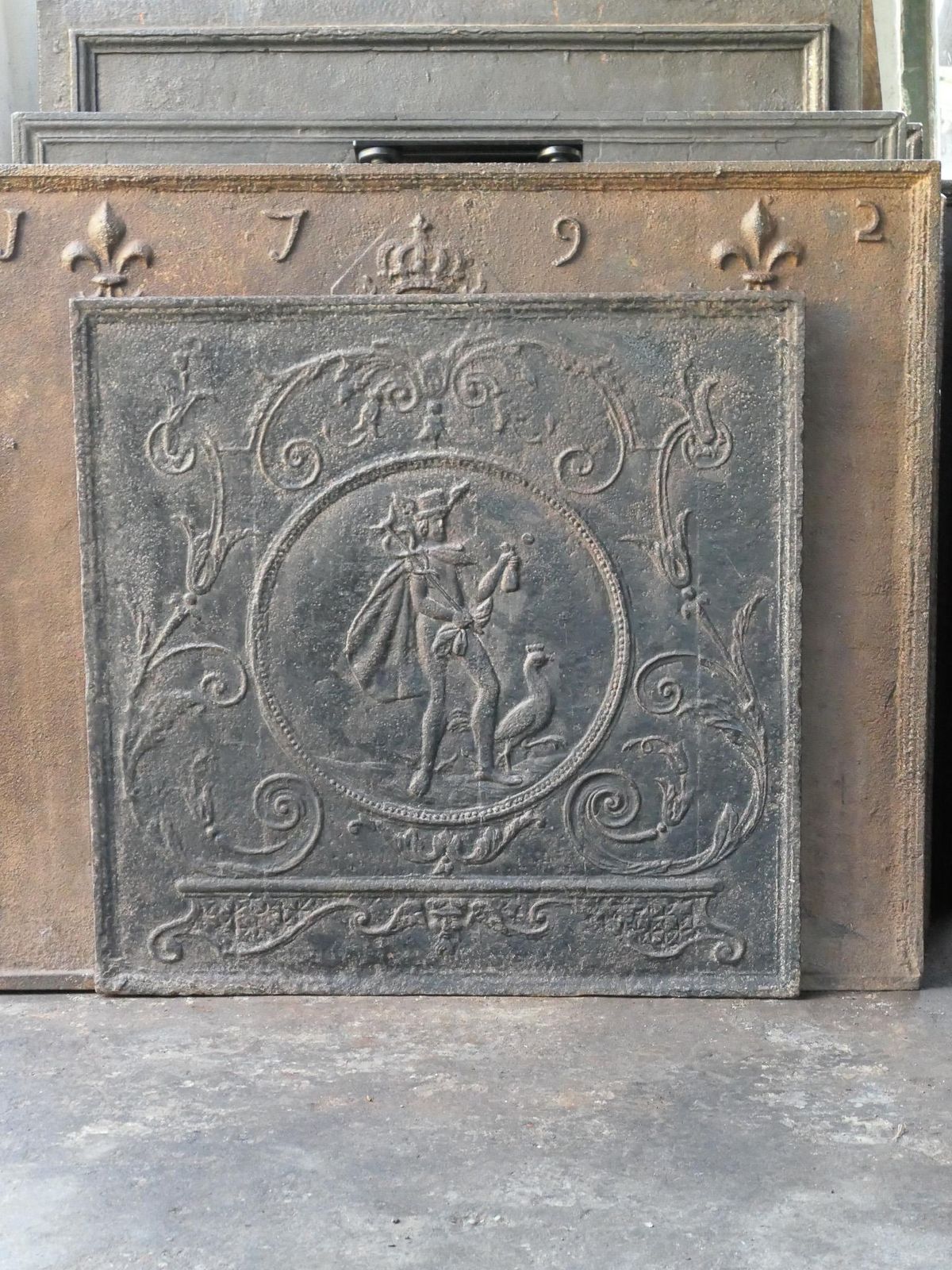 Antique French Neoclassical 'Mercury' Fireback, 18th   19th Century photo furniture