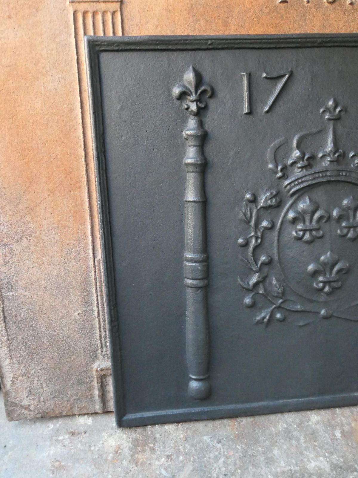 1258.0 18th Century French Louis XIV 'Arms Of France' Fireback / Backsplash, Dated 1754 photo