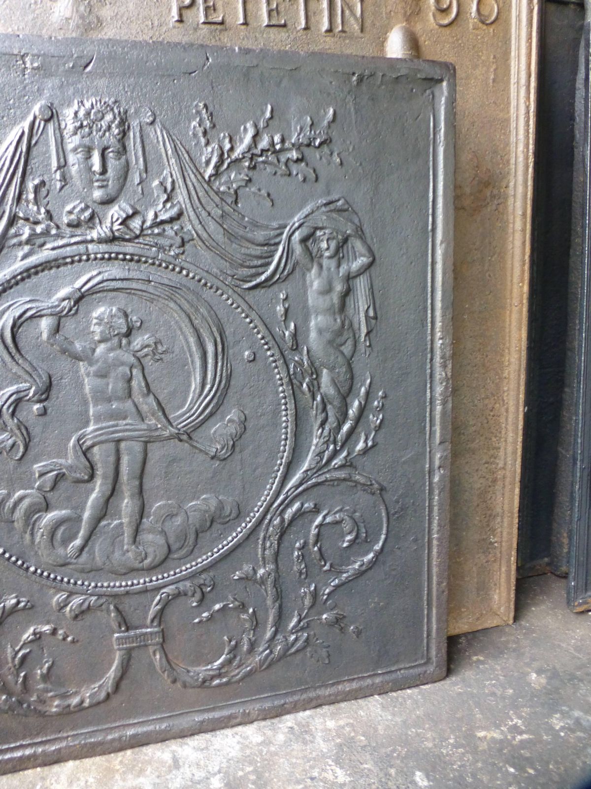Antique French Fireback / Backsplash With The Goddess Venus, 18th Century photo for sale