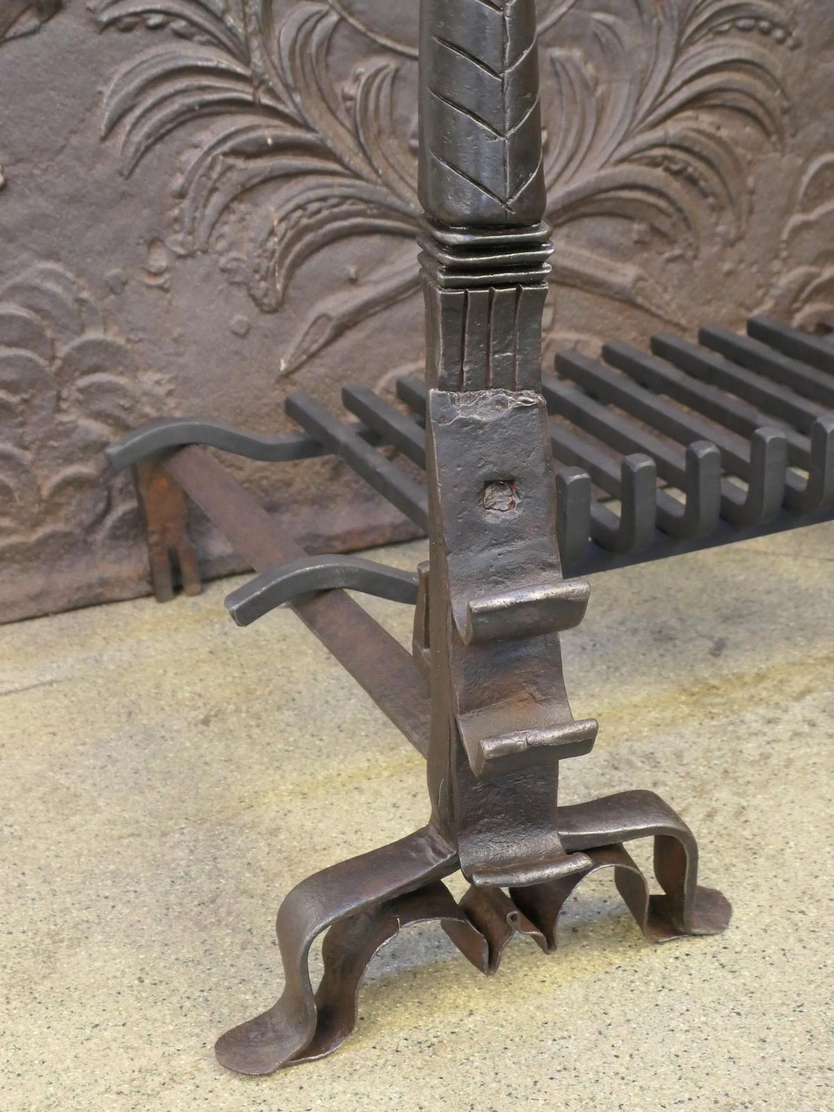 French Louis XIII Period Fireplace Grate Or Fire Basket, 17th Century photo vintage