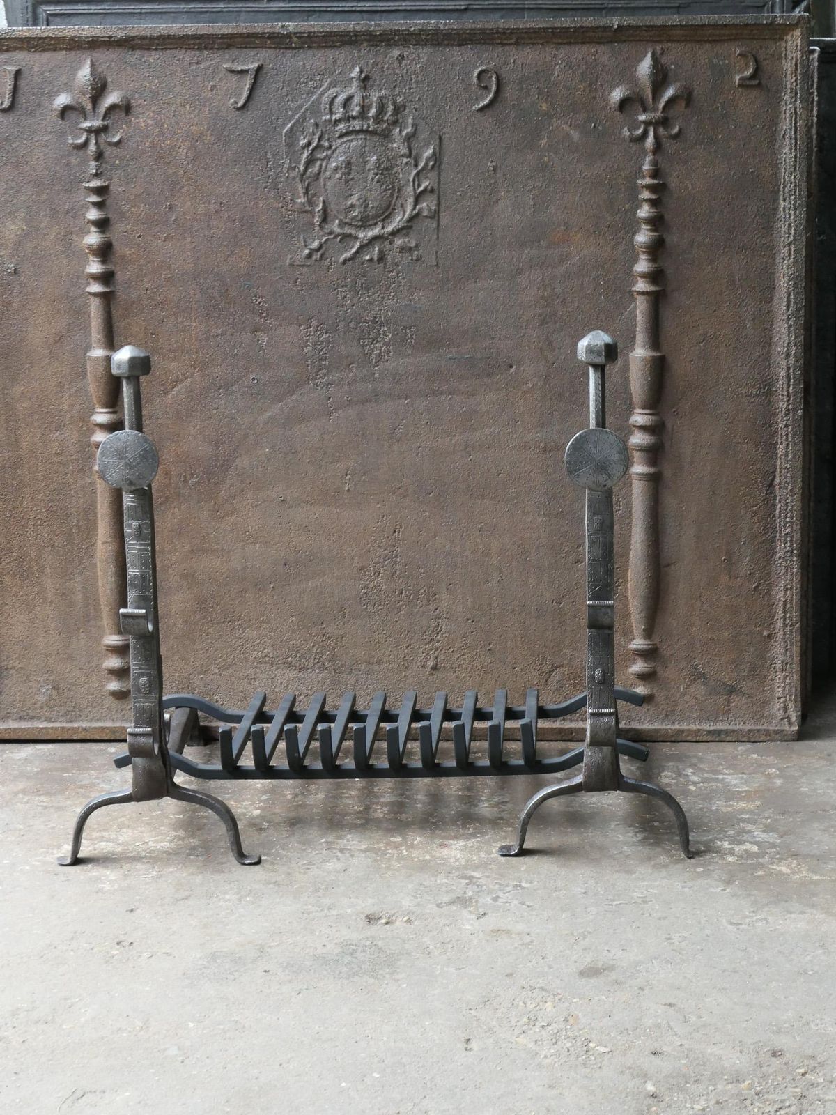 French Louis XIII Period Fireplace Grate Or Fire Basket, 17th Century photo furniture