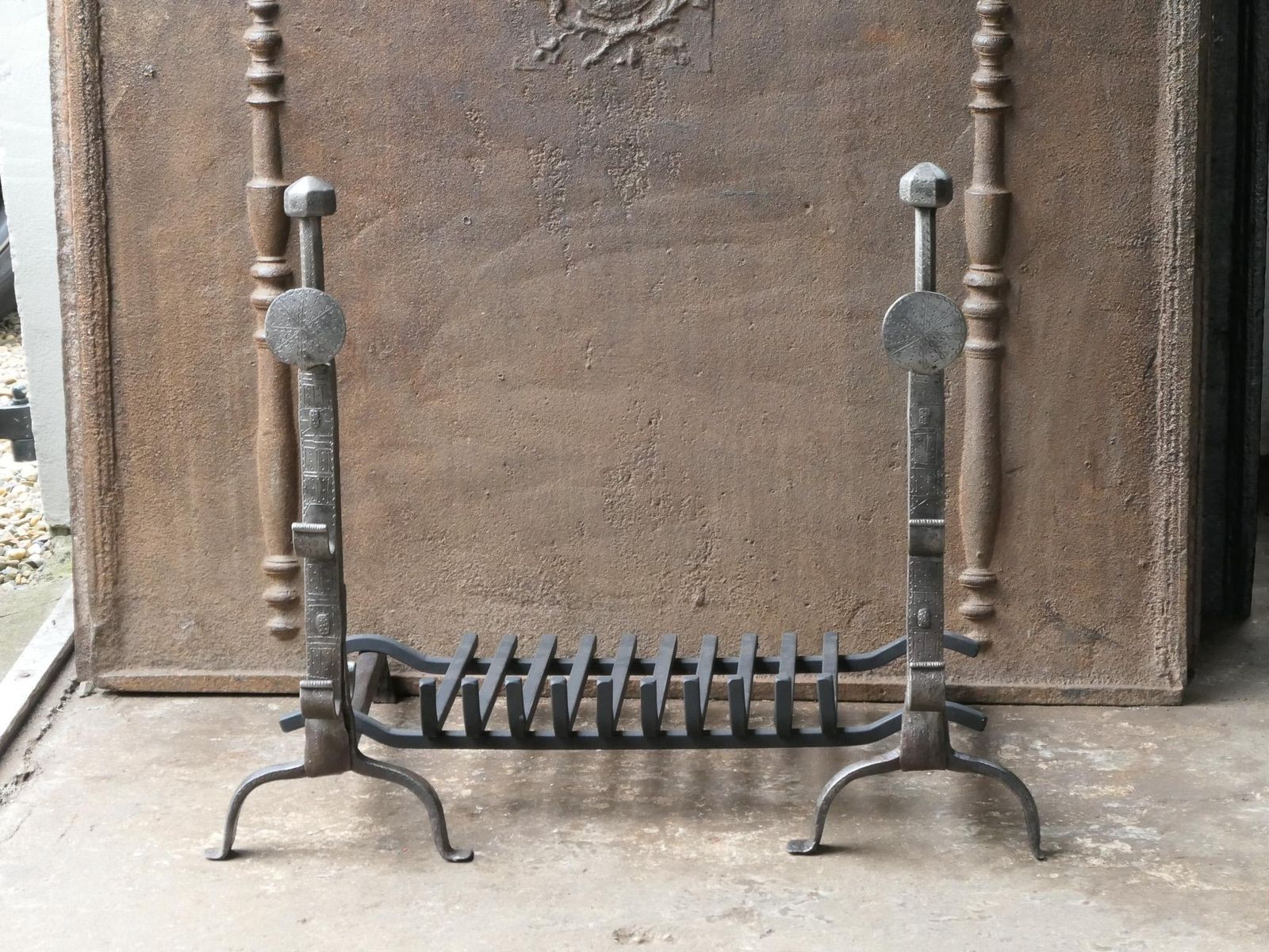 French Louis XIII Period Fireplace Grate Or Fire Basket, 17th Century photo for sale