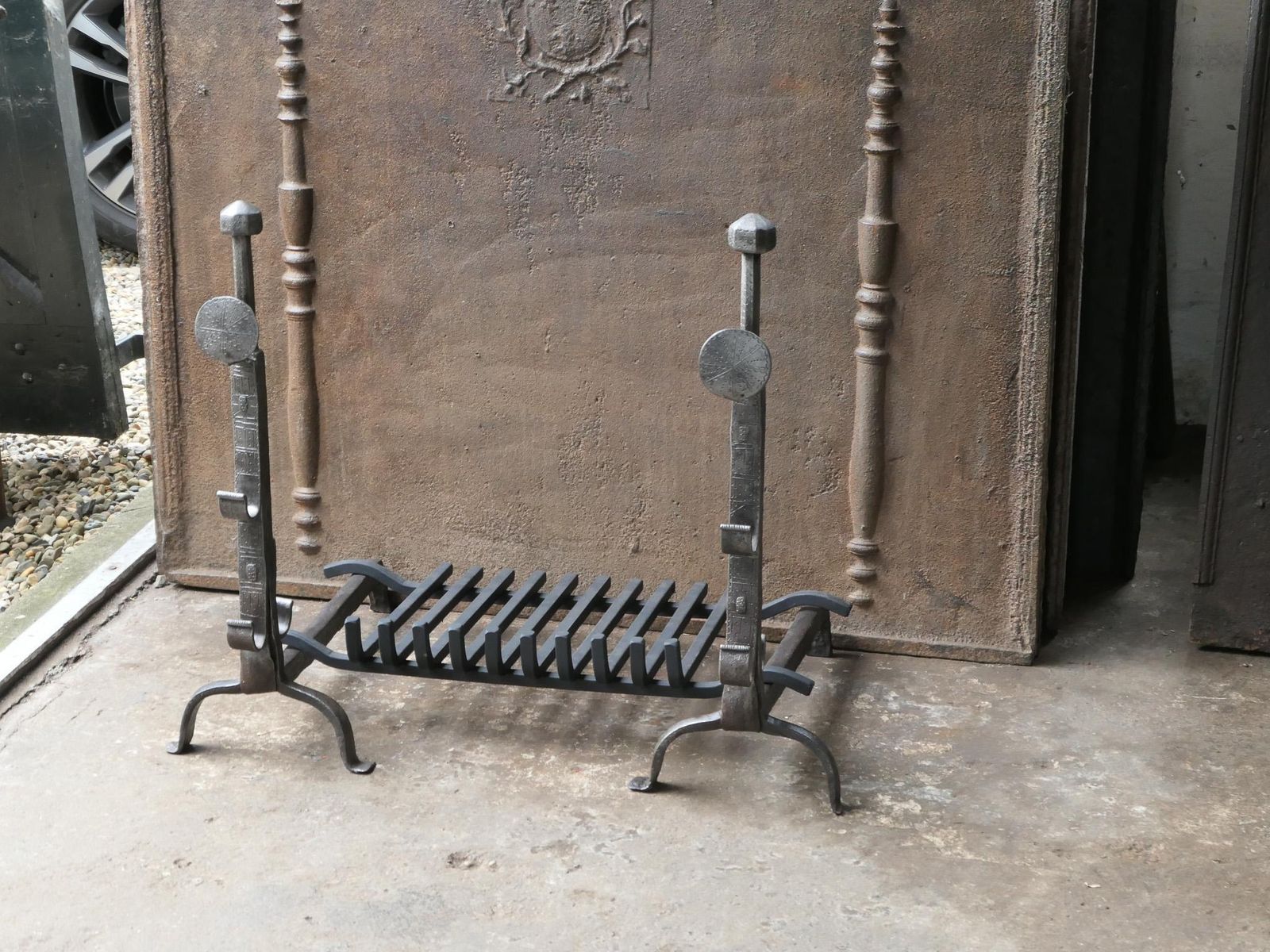 French Louis XIII Period Fireplace Grate Or Fire Basket, 17th Century photo Home Fixtures
