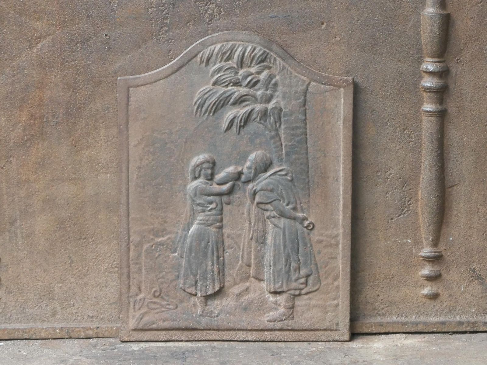 Antique French Napoleon III 'Good Samaritan' Fireback / Backsplash, 19th C. photo for sale