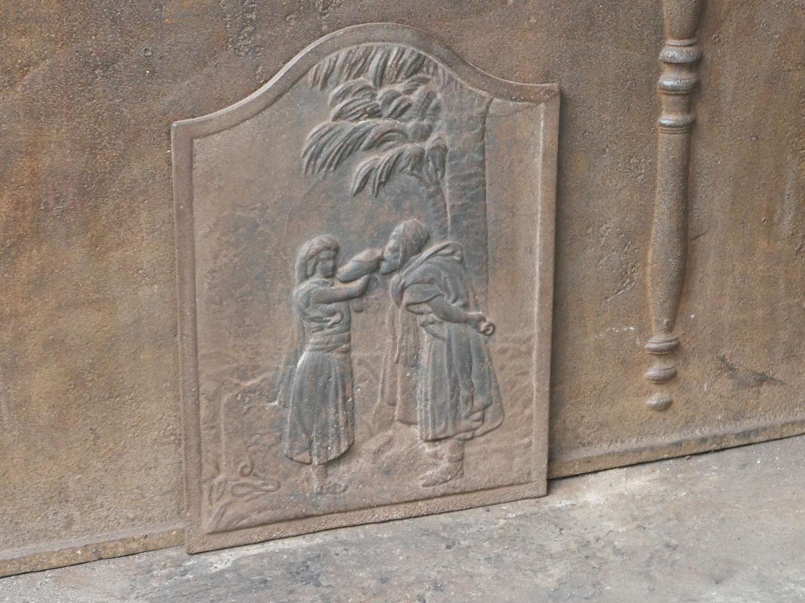 Antique French Napoleon III 'Good Samaritan' Fireback / Backsplash, 19th C. photo 252.0
