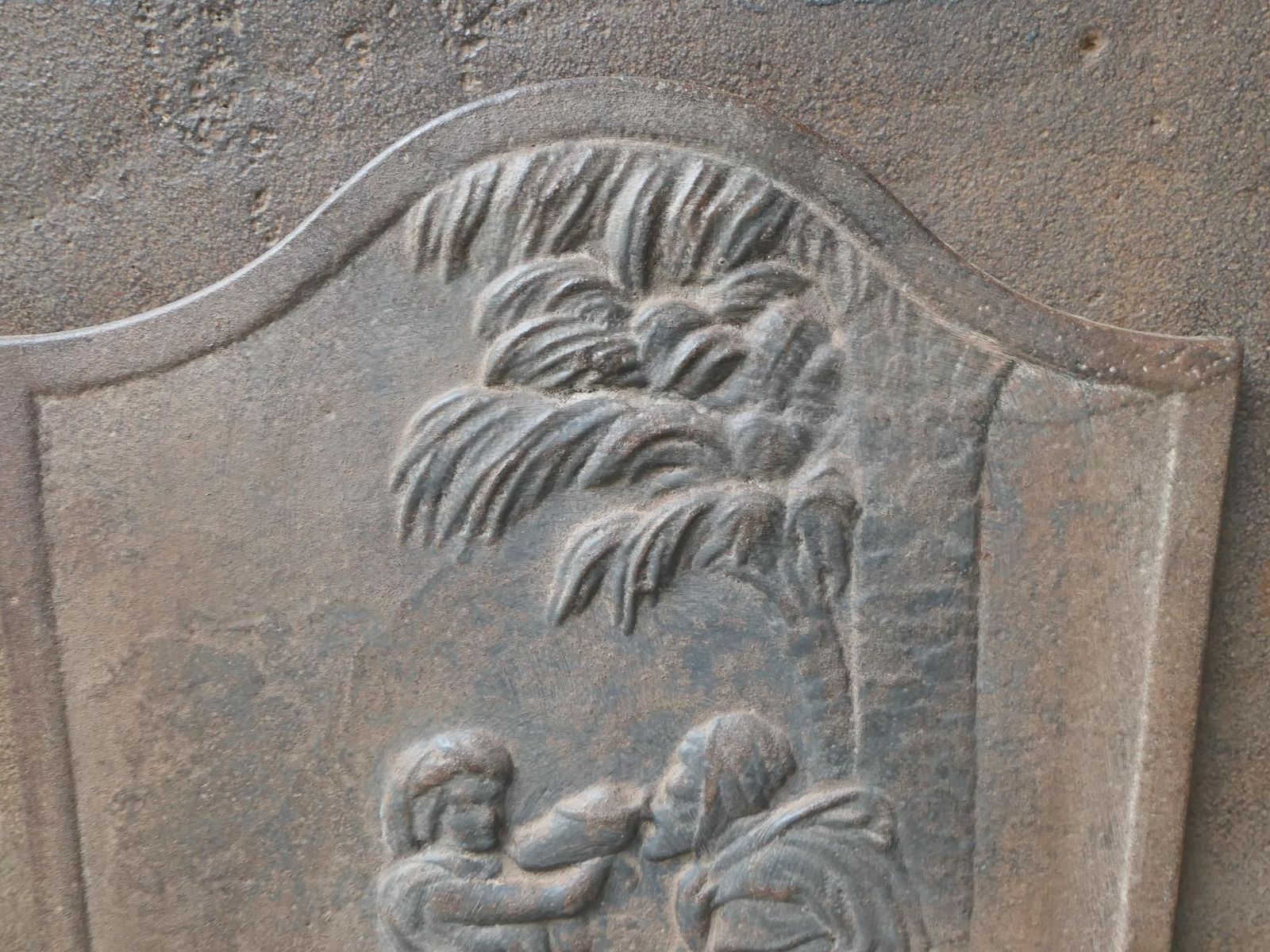 Antique French Napoleon III 'Good Samaritan' Fireback / Backsplash, 19th C. photo vinterior