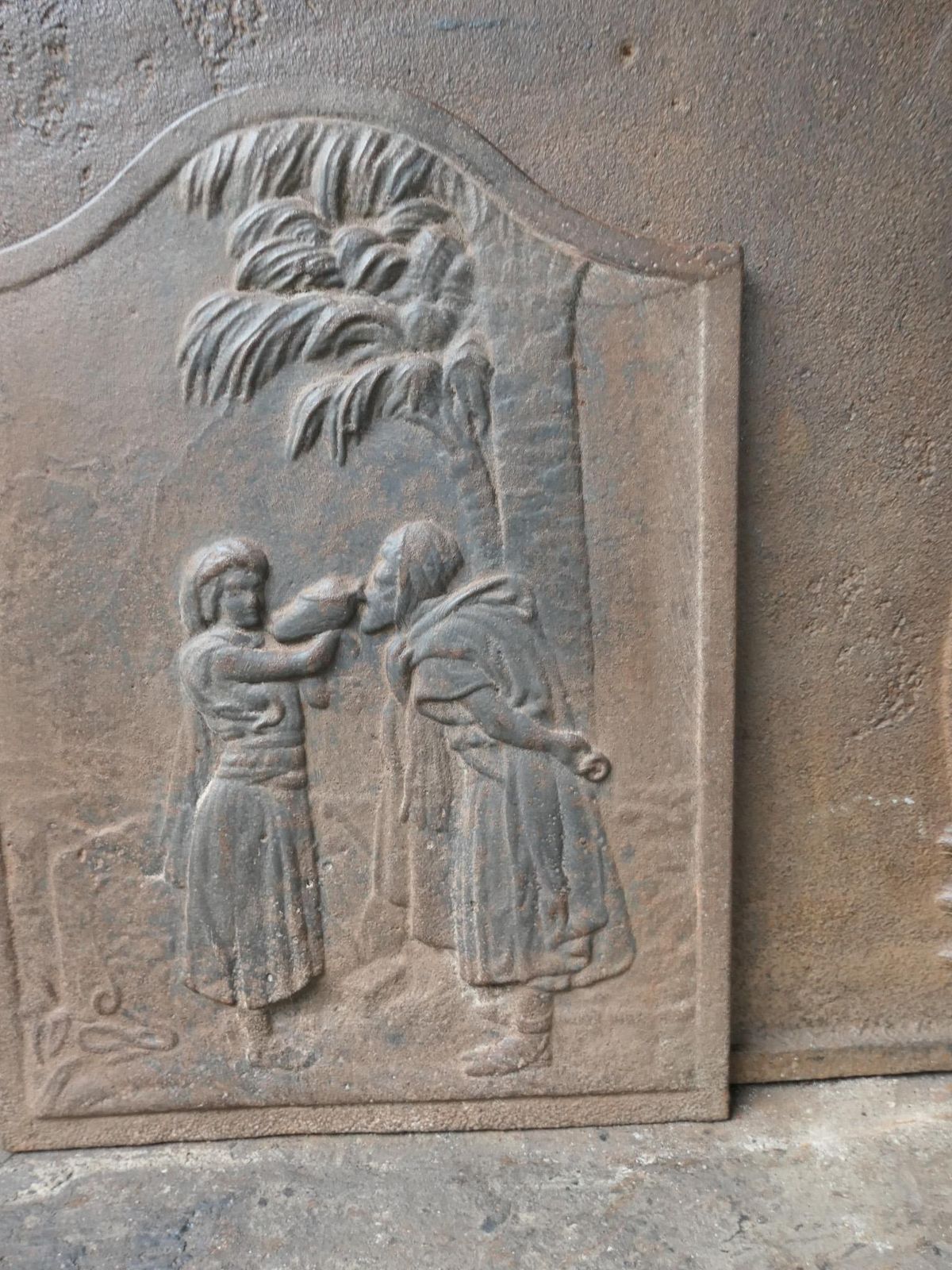 Antique French Napoleon III 'Good Samaritan' Fireback / Backsplash, 19th C. photo vintage