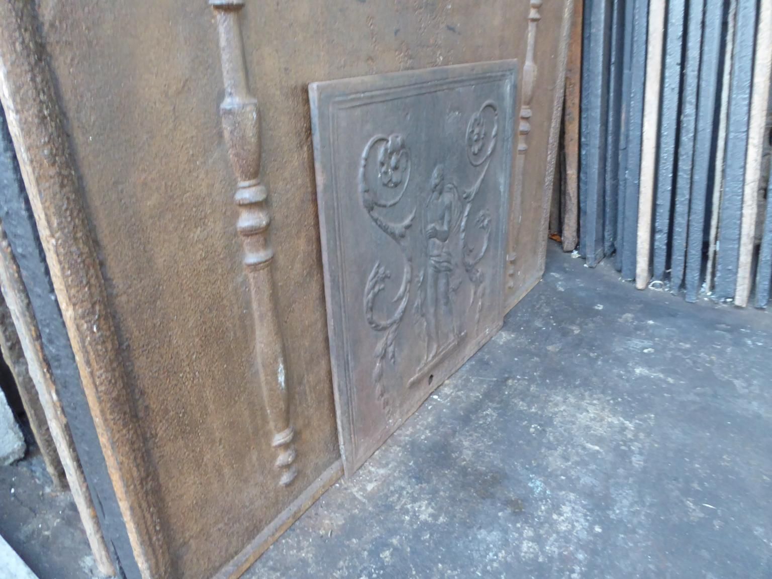 French Neoclassical 'Diana' Fireback / Backsplash, 18th 19th Century photo vintage