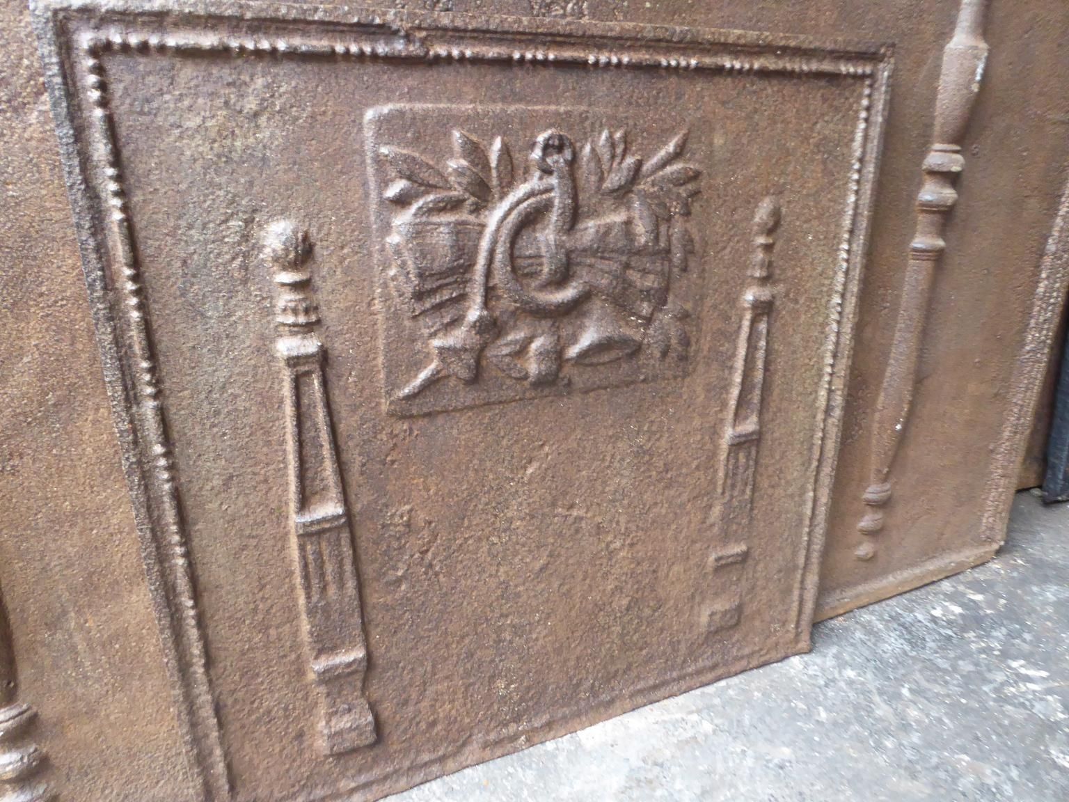 Antique French Neoclassical 'Pillars Of Freedom' Fireback / Backsplash, 19th C. photo buy