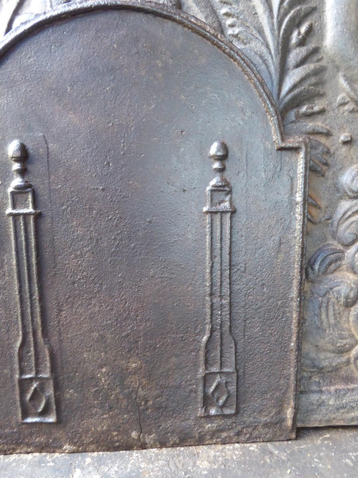 Antique French Neoclassical 'Pillars Of Freedom' Fireback / Backsplash, 19th C. photo 294.0