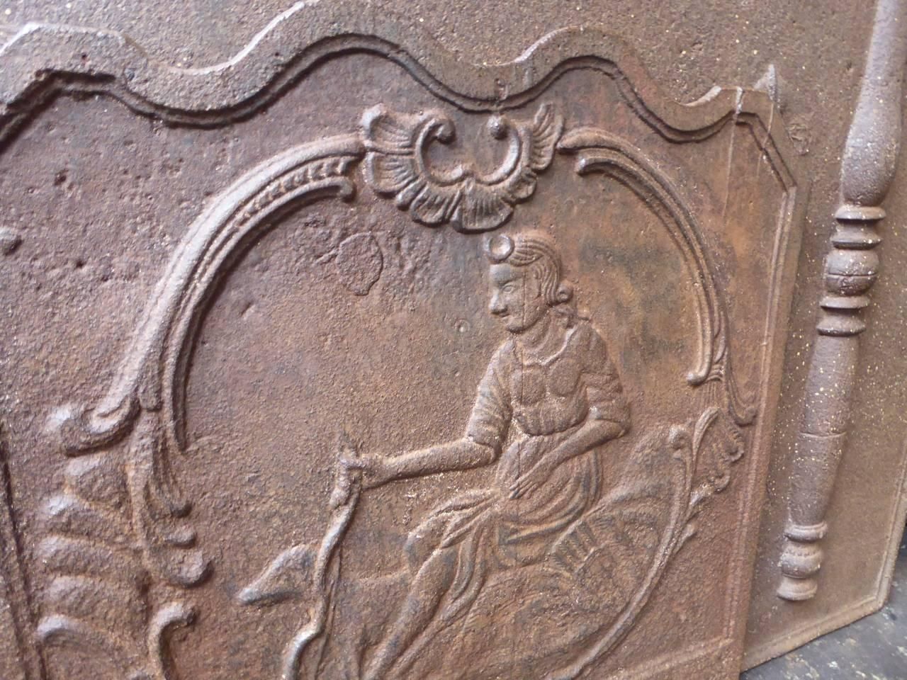 19th Century French Neoclassical 'Diana' Fireback / Backsplash photo vintage