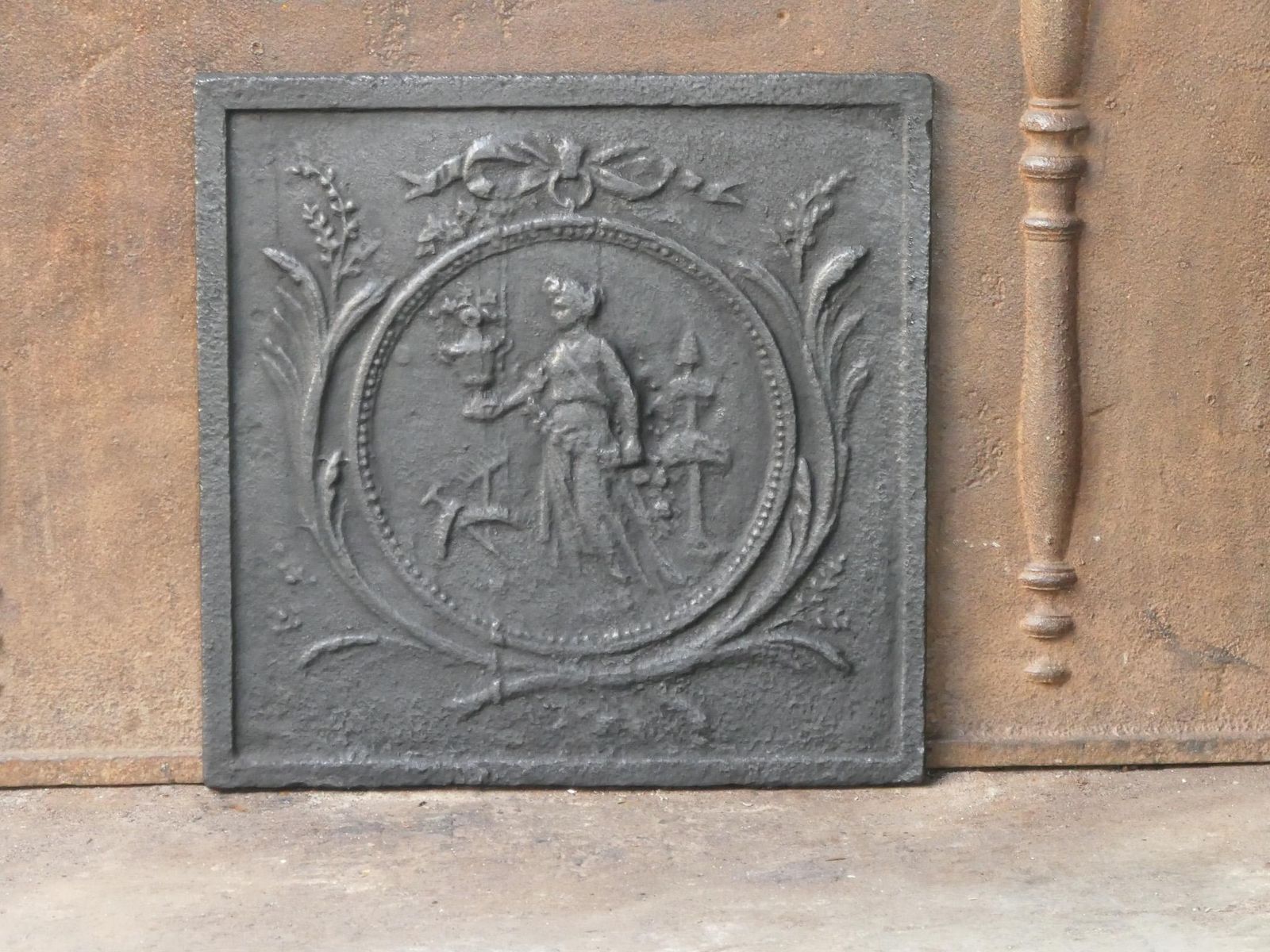 Antique French 'Gardening' Fireback / Backsplash, 18th   19th Century photo Home Fixtures