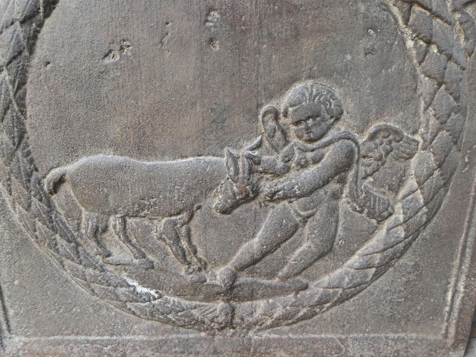 photo for sale Antique French Napoleon III 'Cupid' Fireback / Backsplash, 19th Century