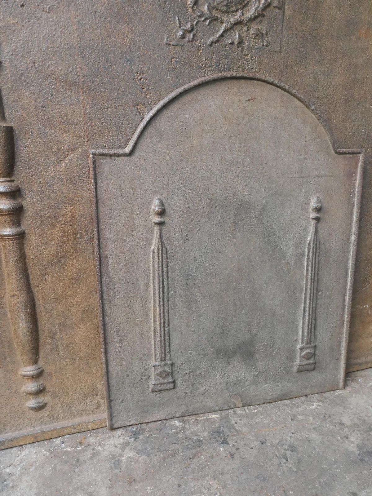 photo for sale Antique French 'Pillars Of Freedom' Fireback / Backsplash, 18th   19th C.