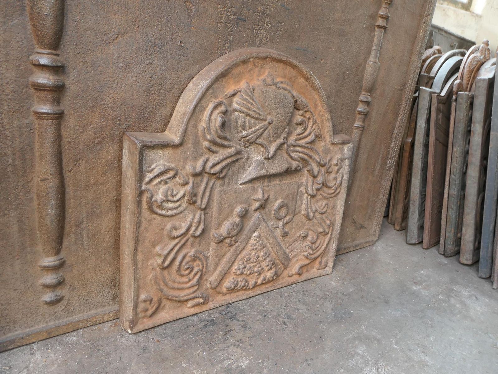 Home Fixtures French Louis XIV Style 'Coat Of Arms' Fireback / Backsplash, 20th Century photo