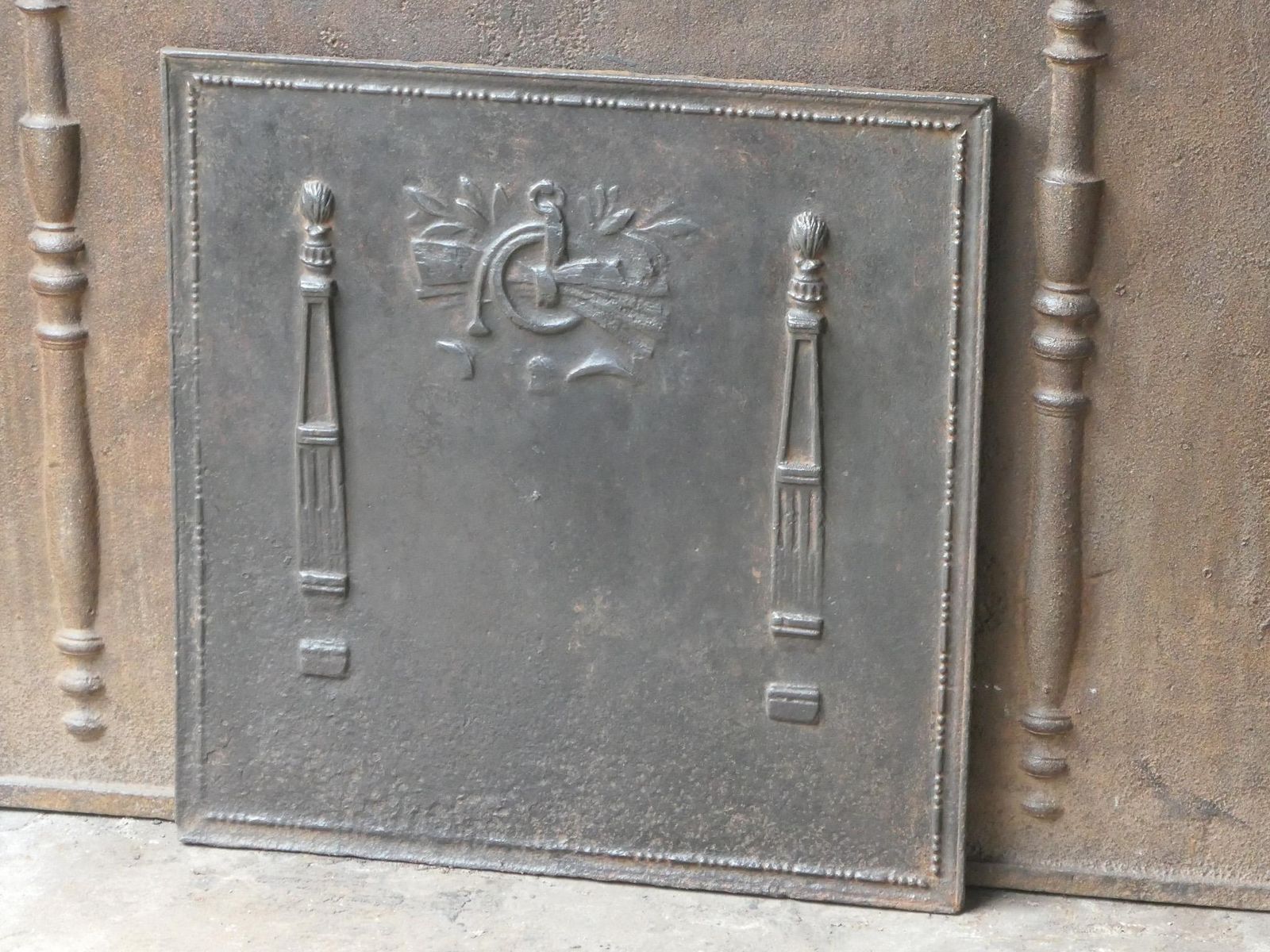 Antique French 'Pillars Of Freedom' Fireback / Backsplash, 18th   19th C. photo 422.0