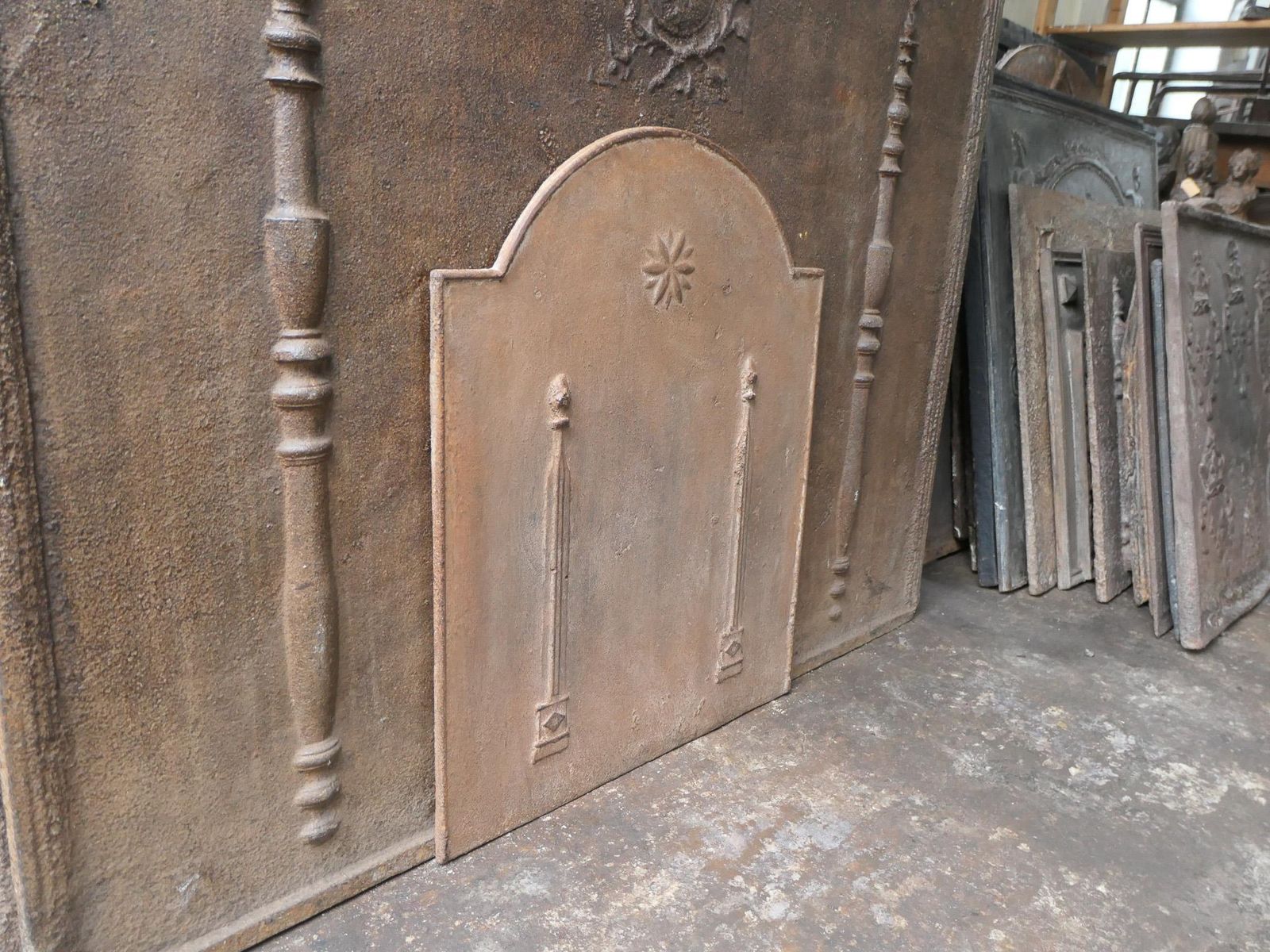 Home Fixtures Antique French 'Pillars Of Freedom' Fireback / Backsplash, 18th   19th C. photo
