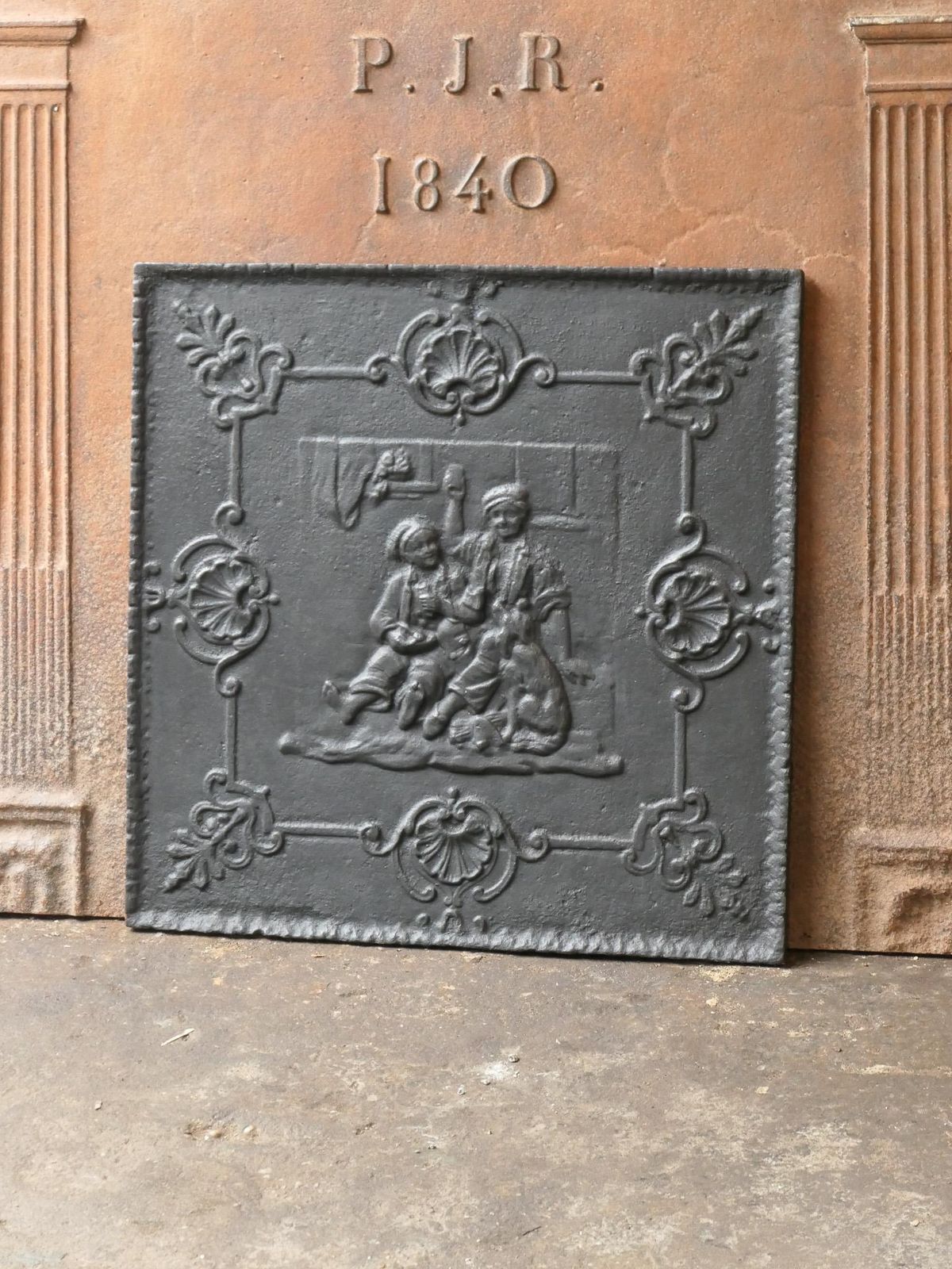 Antique French Napoleon III 'The Pub' Fireback / Backsplash, 19th Century photo for sale