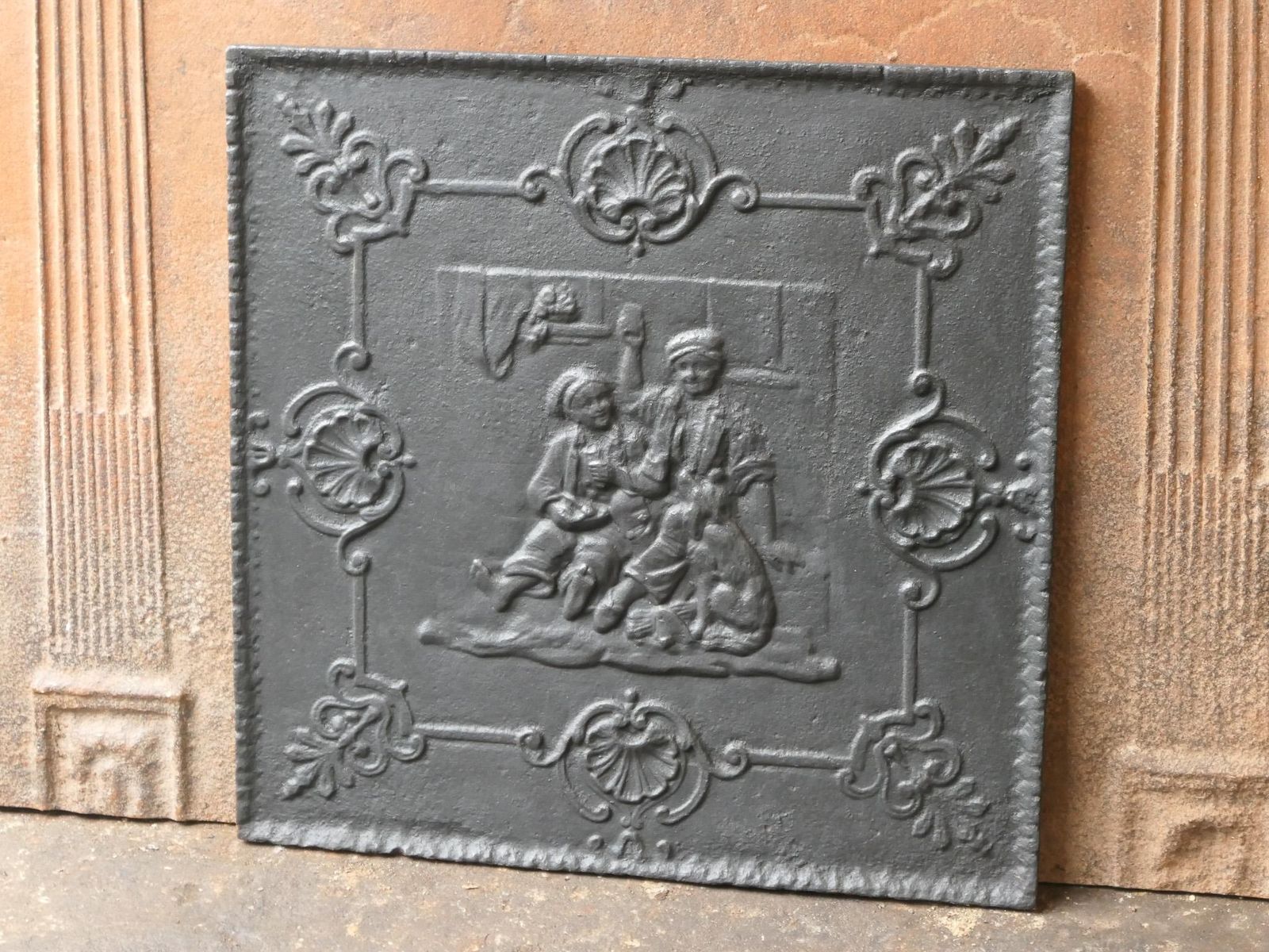 Antique French Napoleon III 'The Pub' Fireback / Backsplash, 19th Century photo Home Fixtures