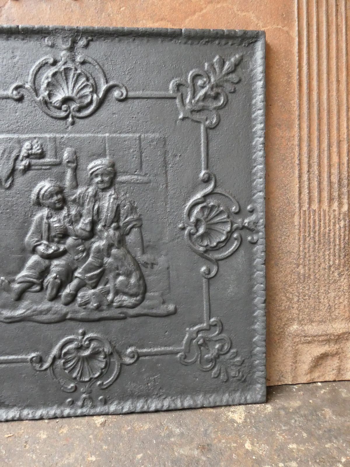 Antique French Napoleon III 'The Pub' Fireback / Backsplash, 19th Century photo vintage