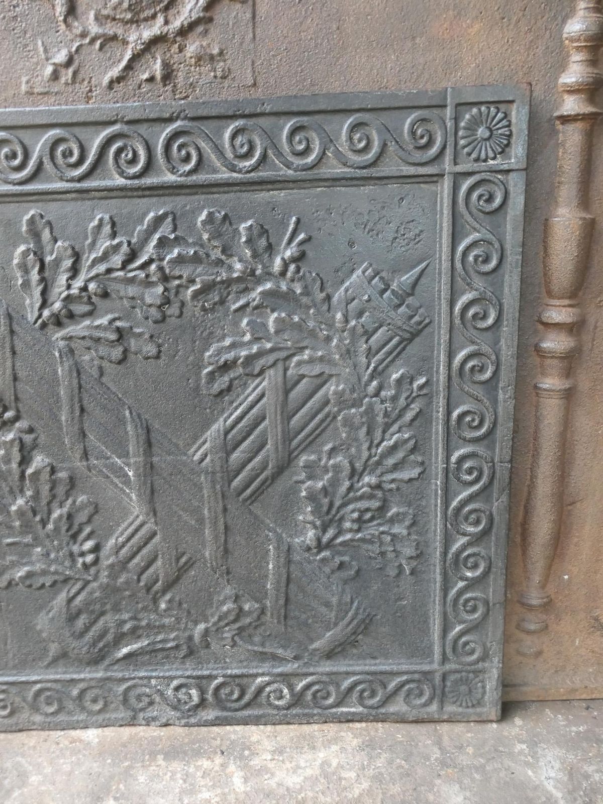 French Neoclassical 'Fasces' Fireback / Backsplash, 18th 19th Century photo vintage