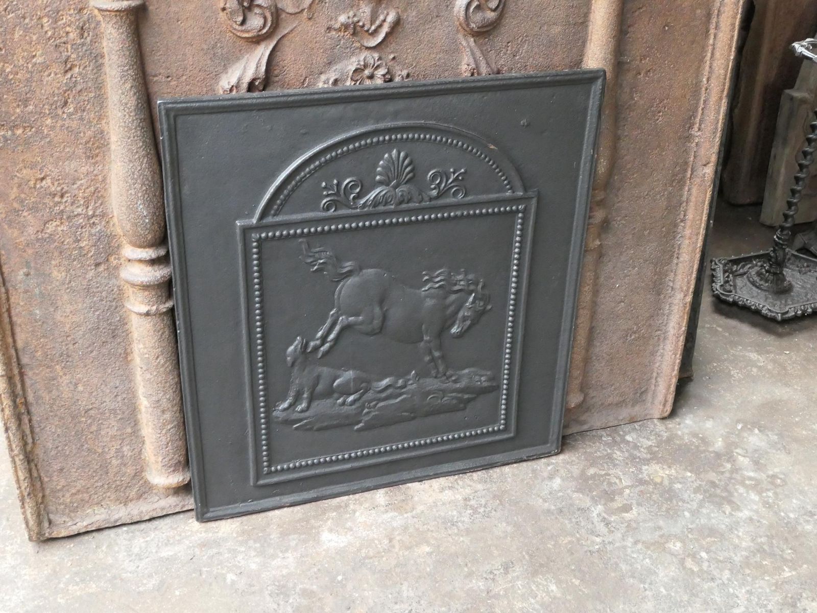 French Napoleon III 'Horse' Fireback / Backsplash, 19th Century photo Home Fixtures