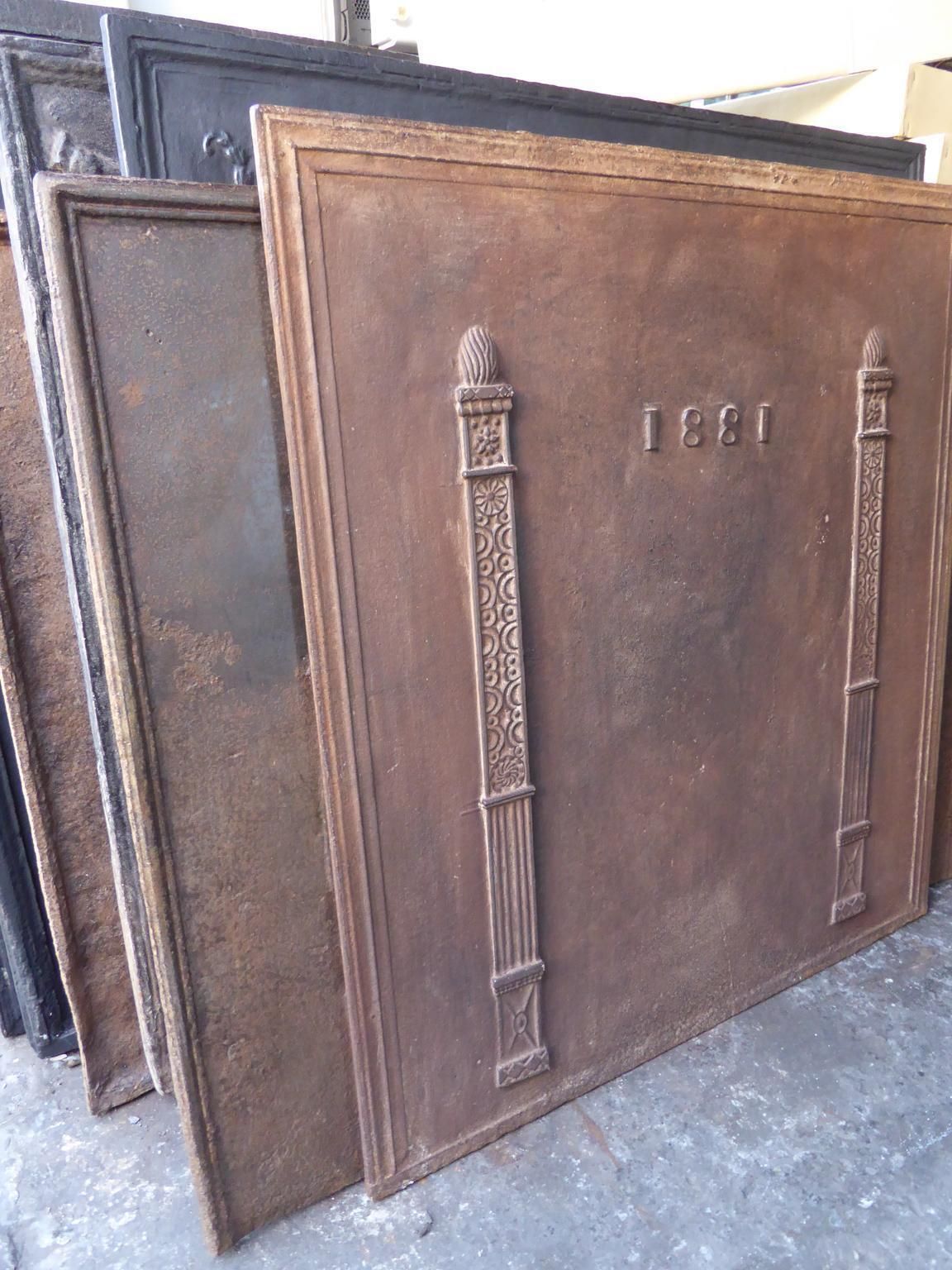 Antique French Neoclassical 'Pillars Of Freedom' Fireback / Backsplash photo 764.0