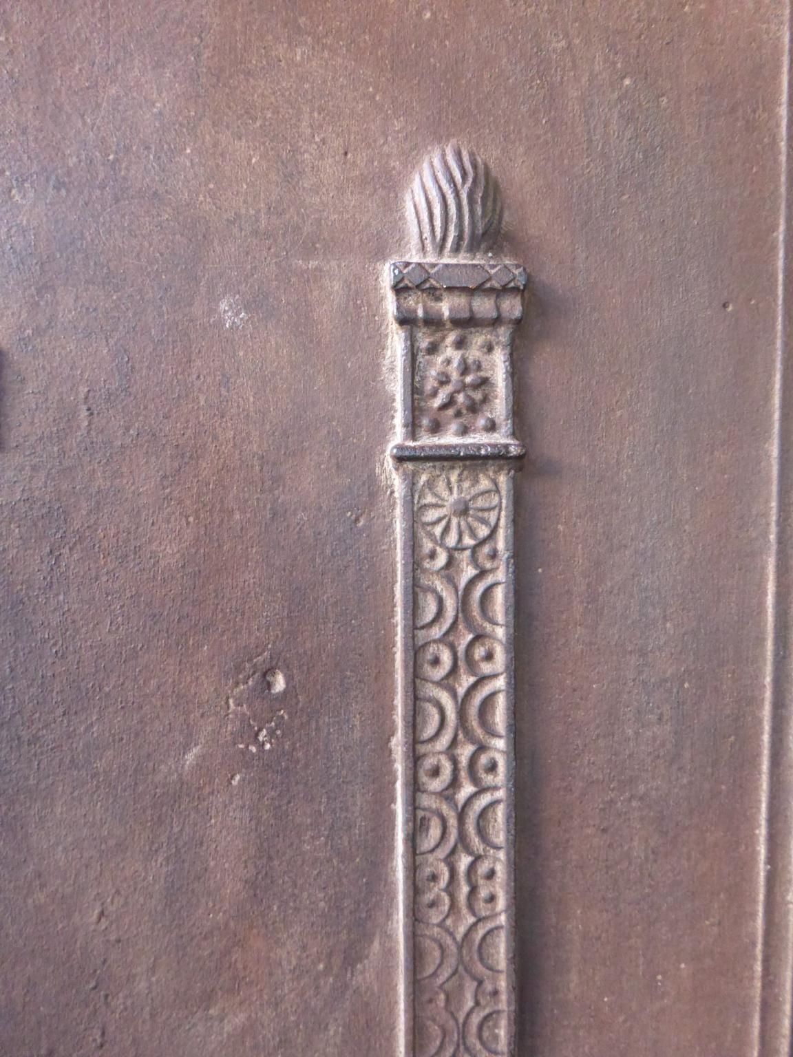 Antique French Neoclassical 'Pillars Of Freedom' Fireback / Backsplash photo vintage