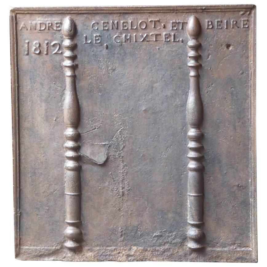 19th Century French Louis XIV Style 'Pillars Of Hercules' Fireback / Backsplash