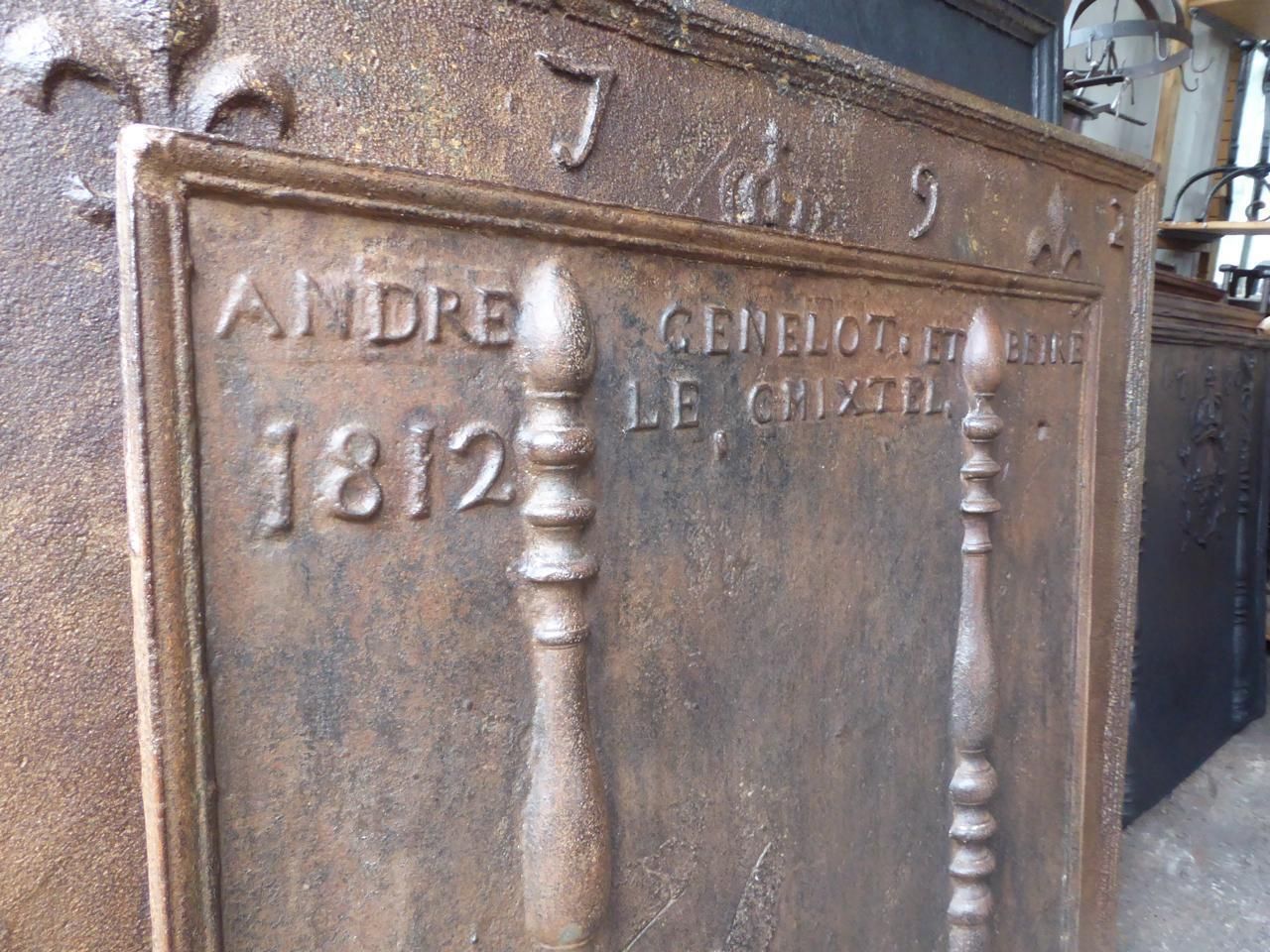 19th Century French Louis XIV Style 'Pillars Of Hercules' Fireback / Backsplash photo vintage