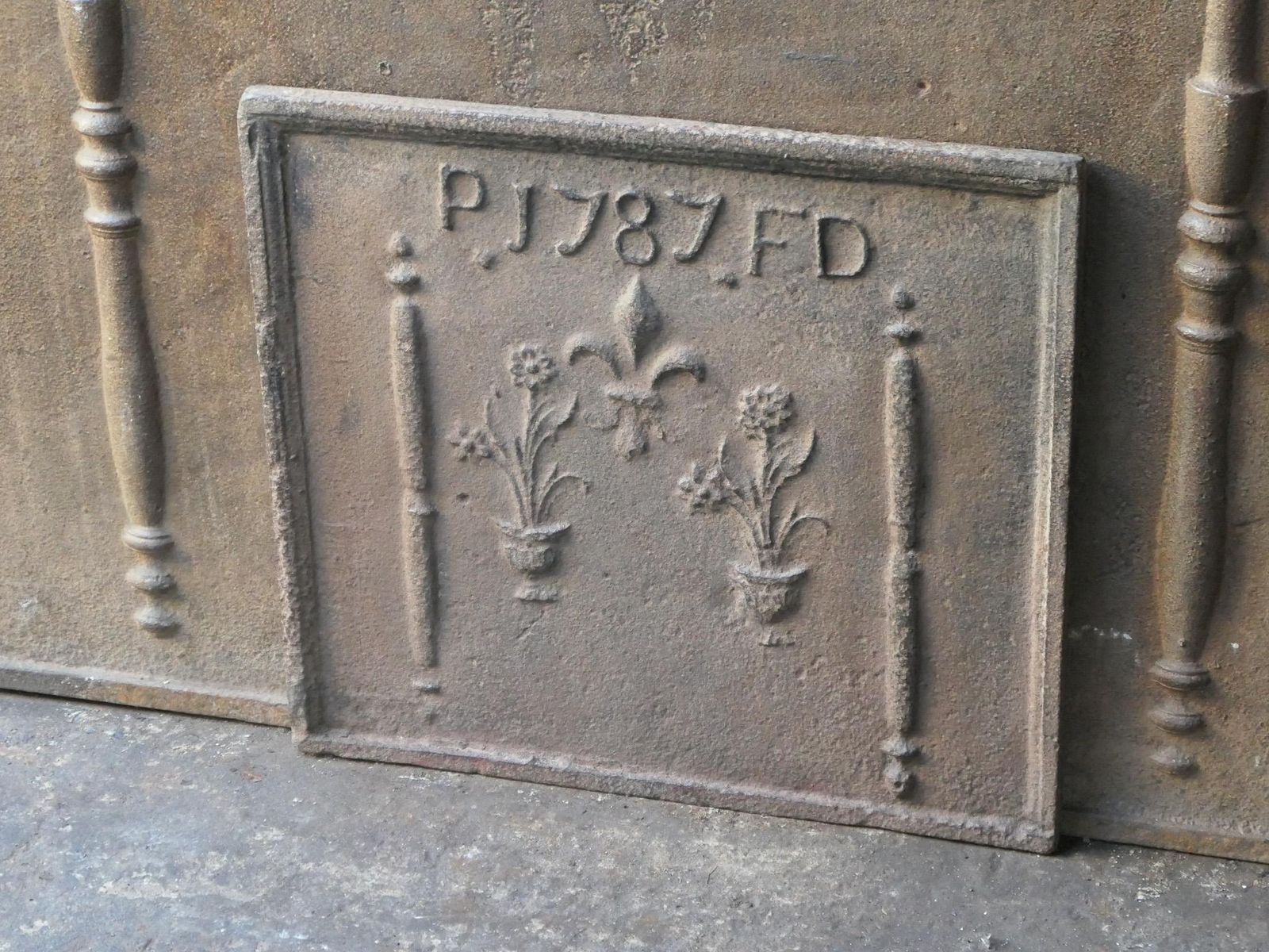 Antique French Louis XV Period 'Flower Baskets' Fireback / Backsplash, 18th C. photo buy