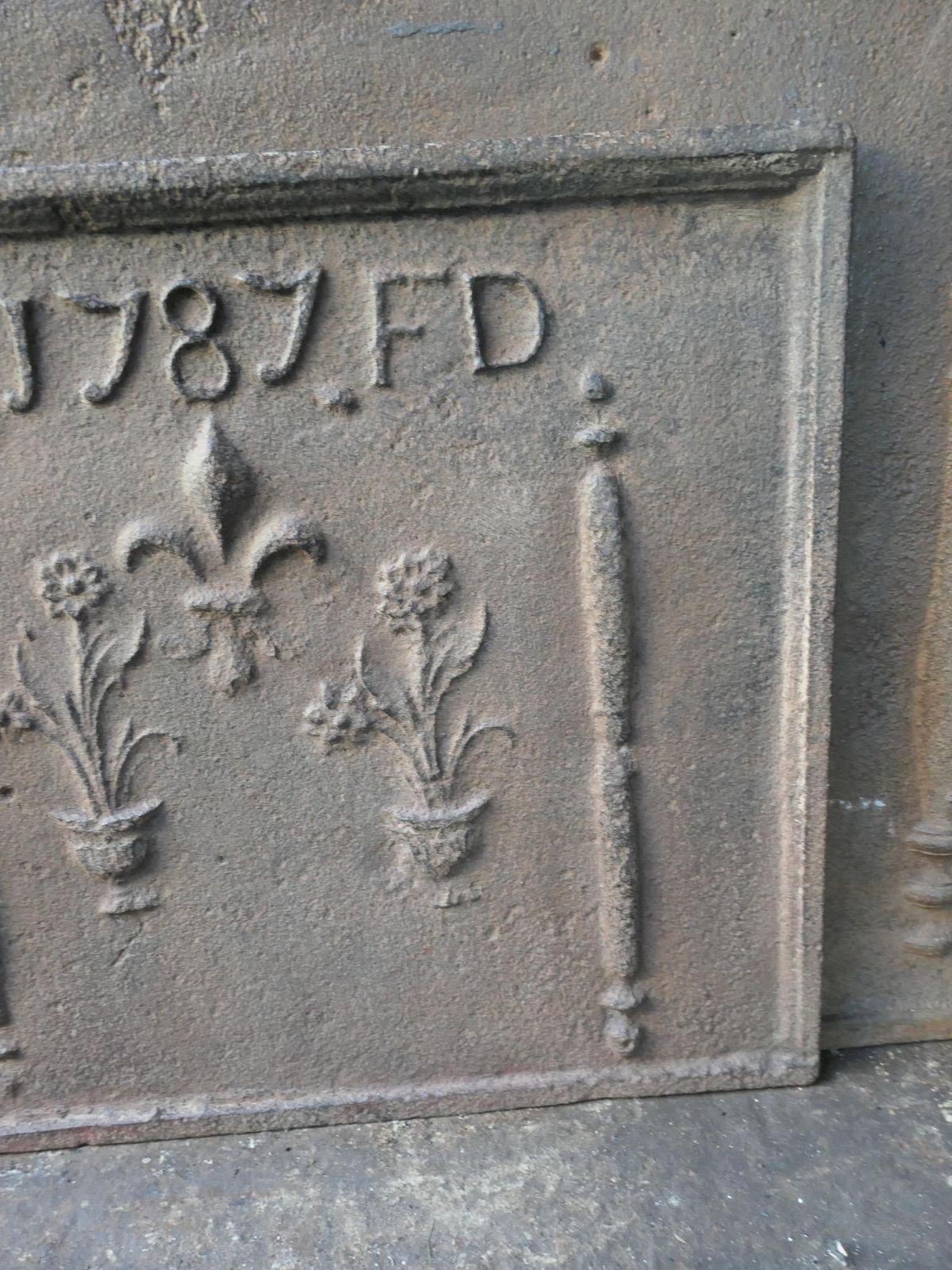Home Fixtures Antique French Louis XV Period 'Flower Baskets' Fireback / Backsplash, 18th C. photo